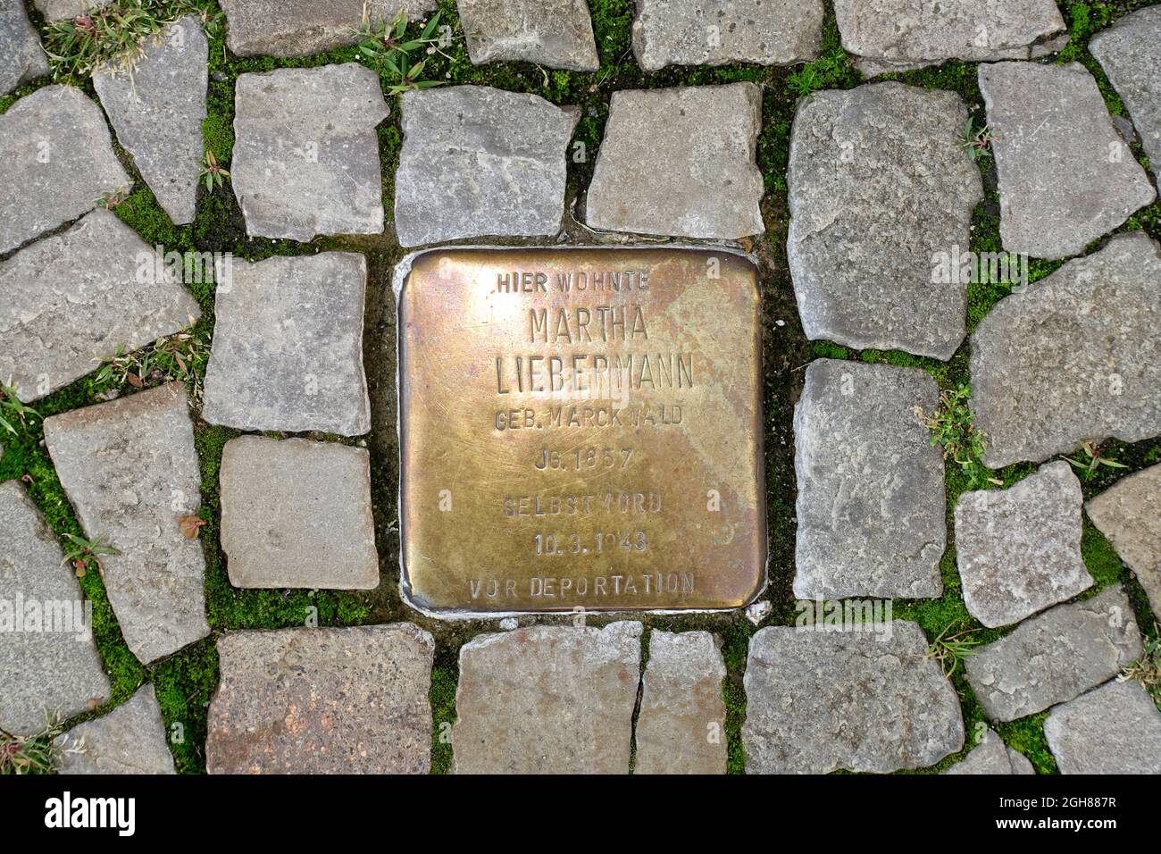 Martha Liebermann, stumbling block in Berlin, suicide before deportation Stock Photo