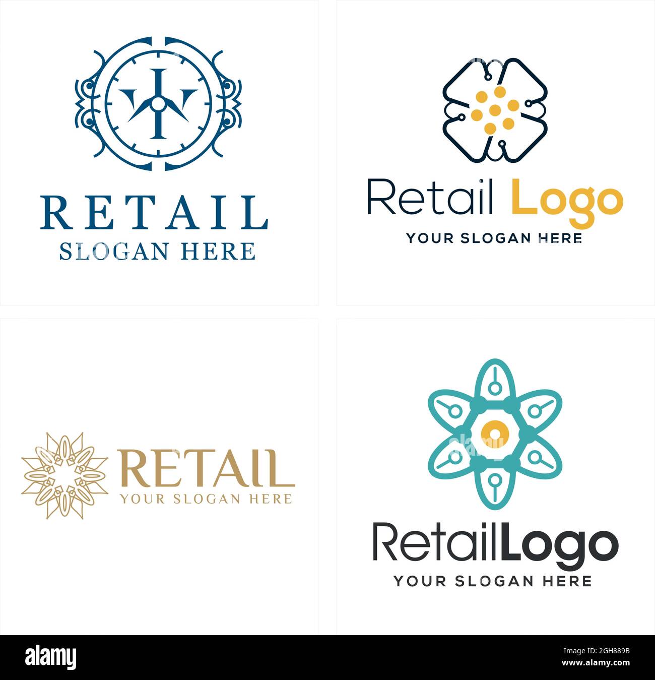 Retail wall clock ornament luxury business logo design Stock Vector