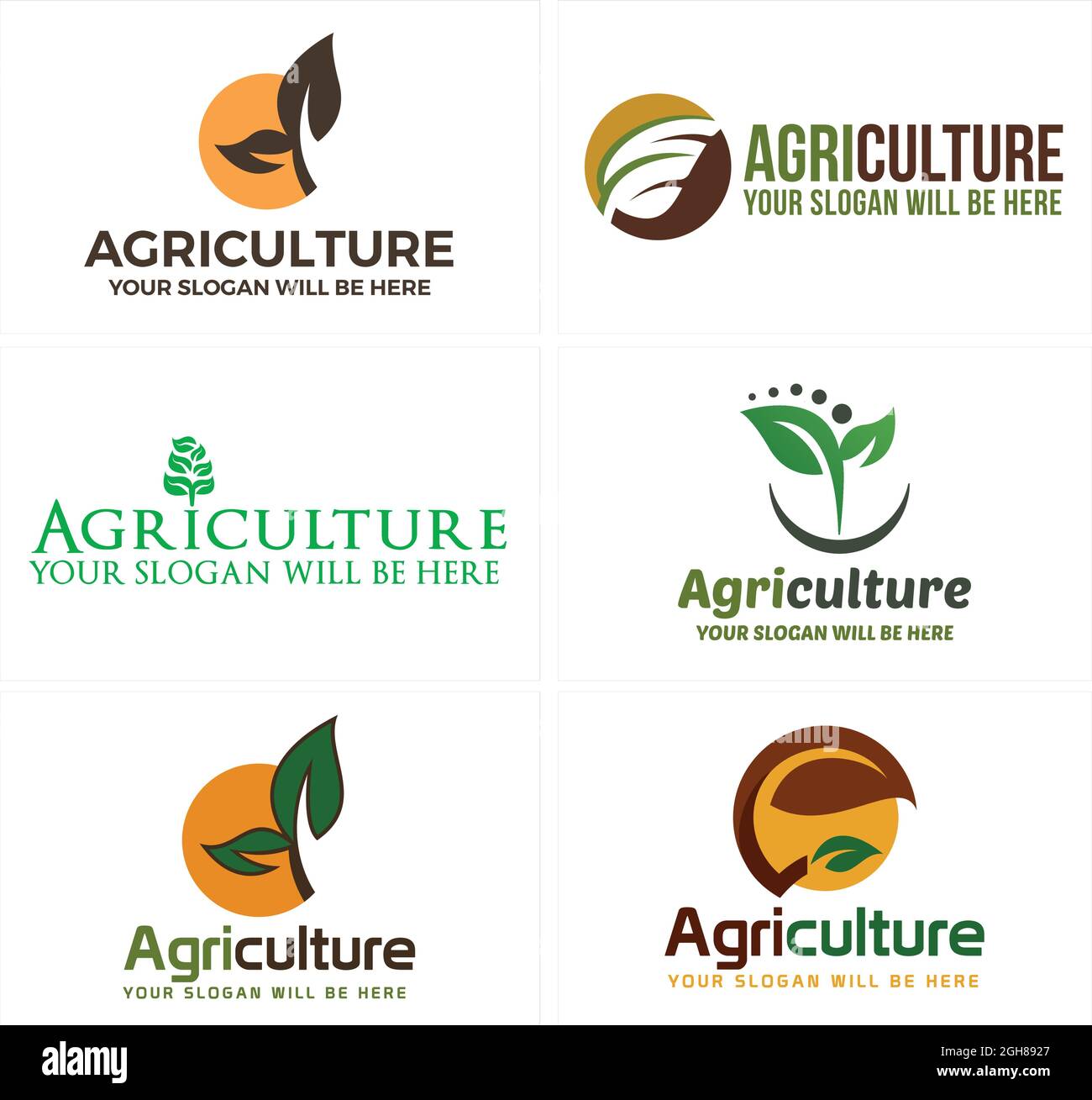 Agriculture leaf plant farm gardening logo design Stock Vector