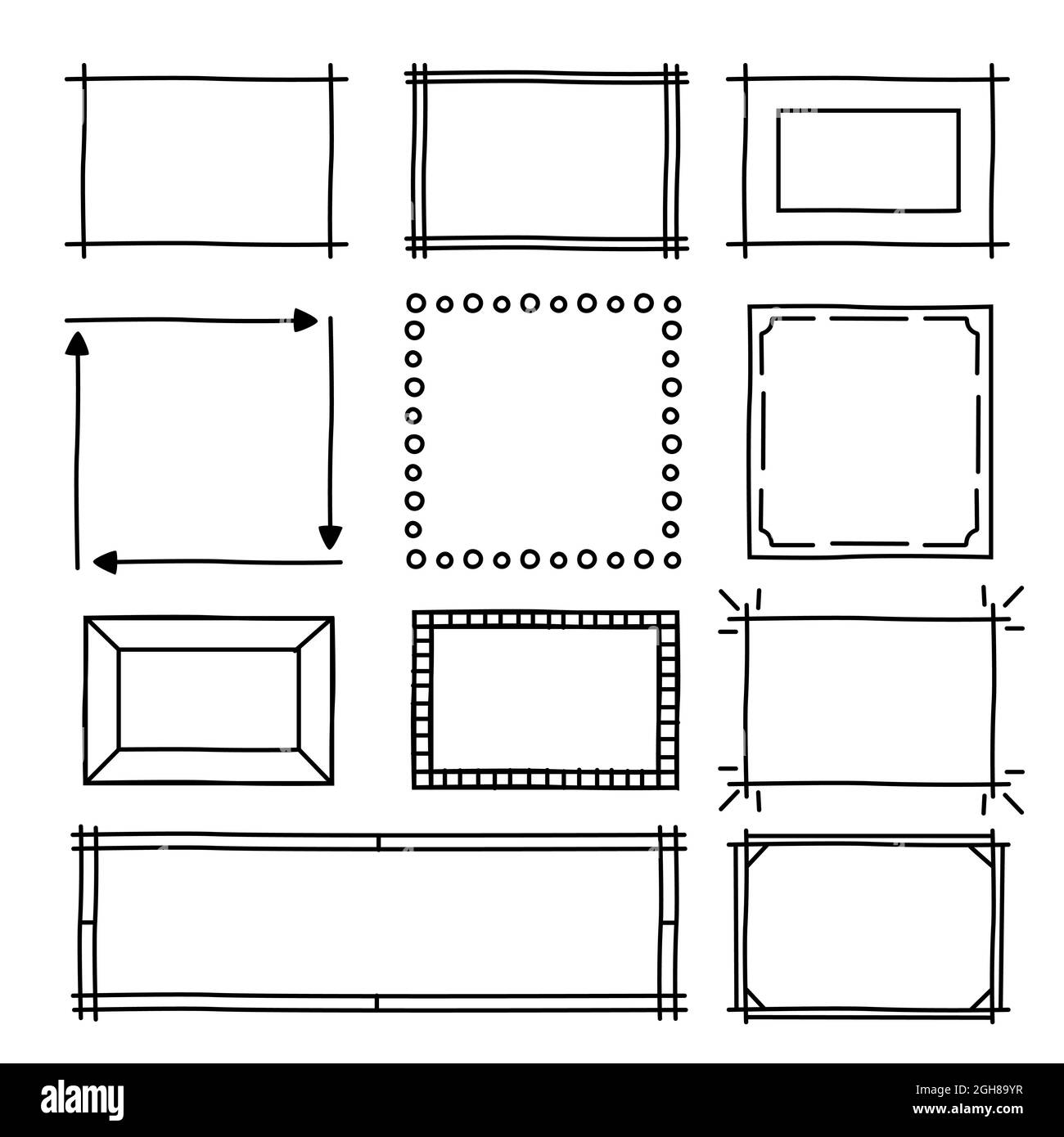 Hand drawn doodle frames set Vector illustration Stock Vector Image ...