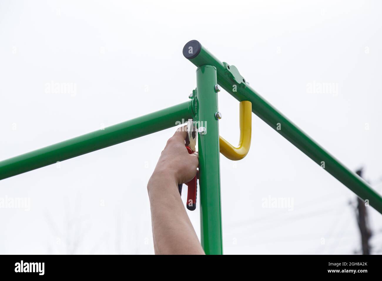 Image of playground installation in cloudy day Stock Photo