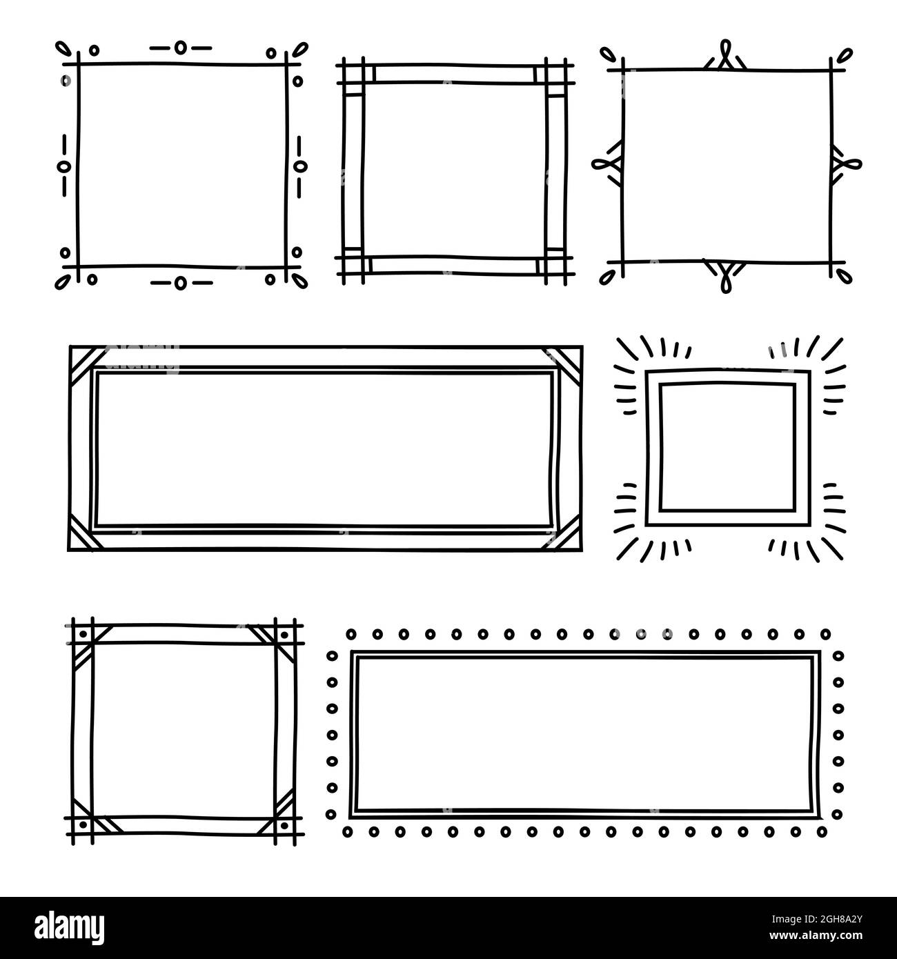 Hand drawn doodle frames set Vector illustration Stock Vector Image ...