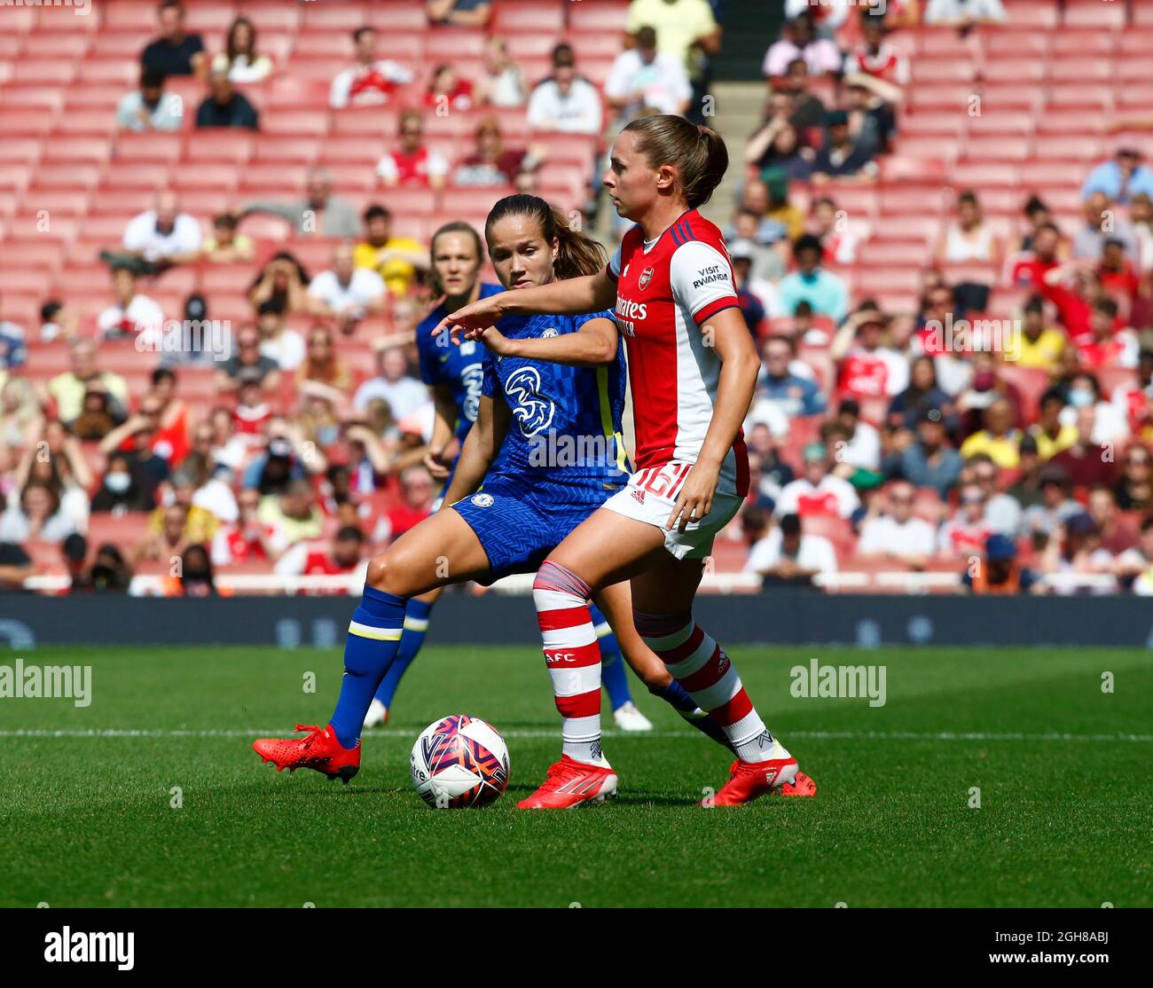 LONDON, ENGLAND - SEPTEMBER 05: Noelle Maritz of Arsenal during Barclays FA Women's Super League between Arsenal Women and Chelsea Women  at Emirates Stock Photo