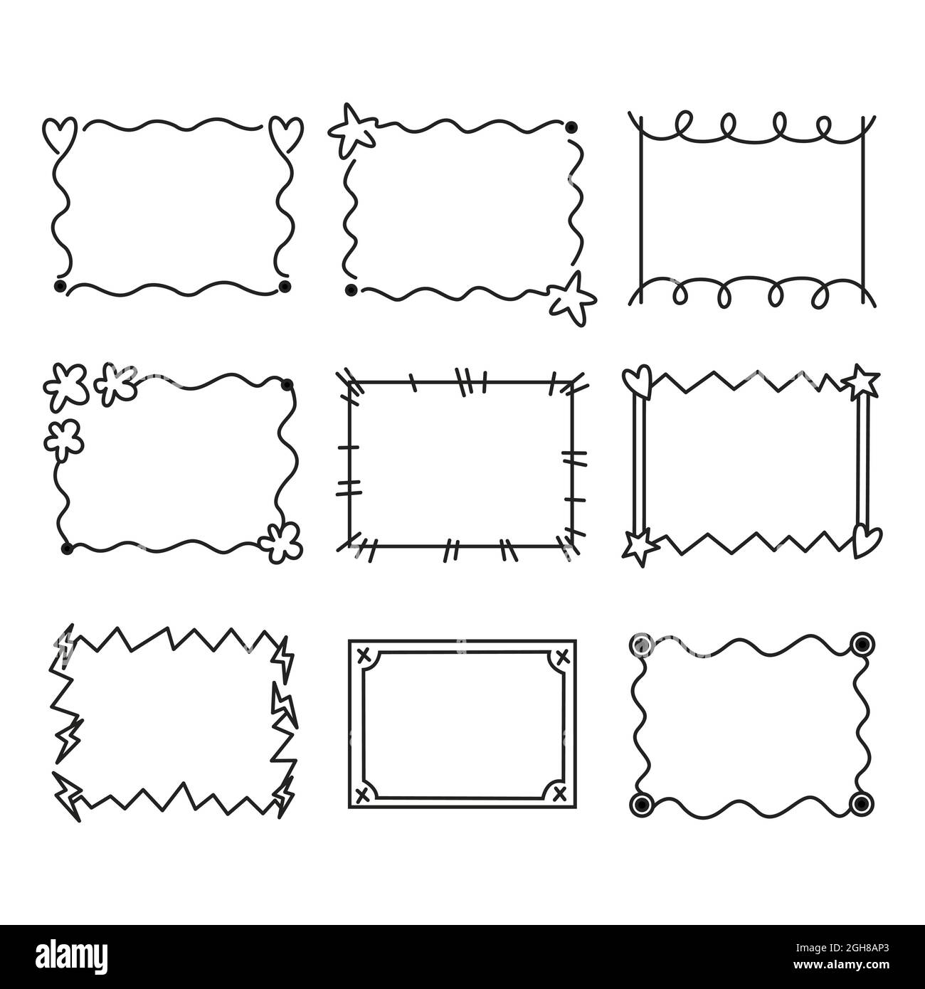 Hand drawn doodle frames set Vector illustration Stock Vector Image ...