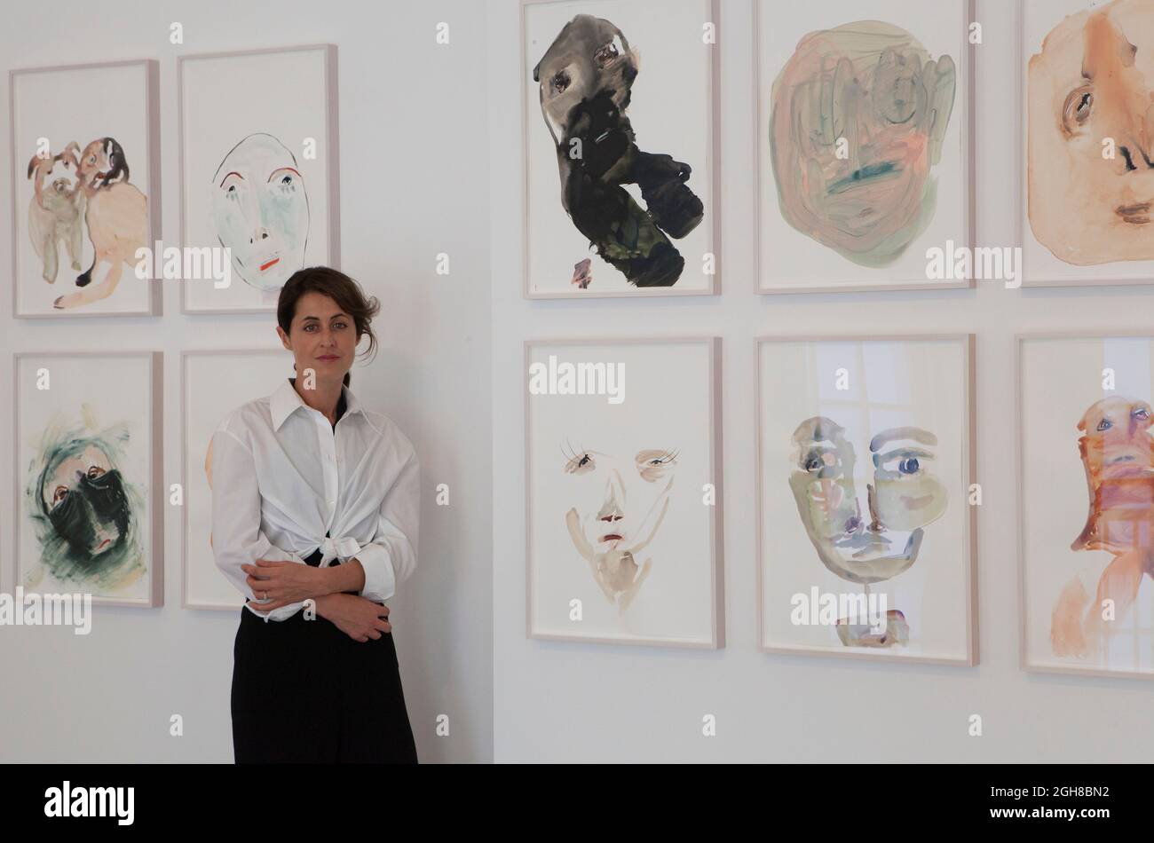 London Uk 6 September 21 Canadian Born Artist Megan Rooney At The Thaddaeus Ropac Gallery In London S Mayfair District Where An Exhibition Of Her Works Is Opening Today Featuring Small Portraits From Her