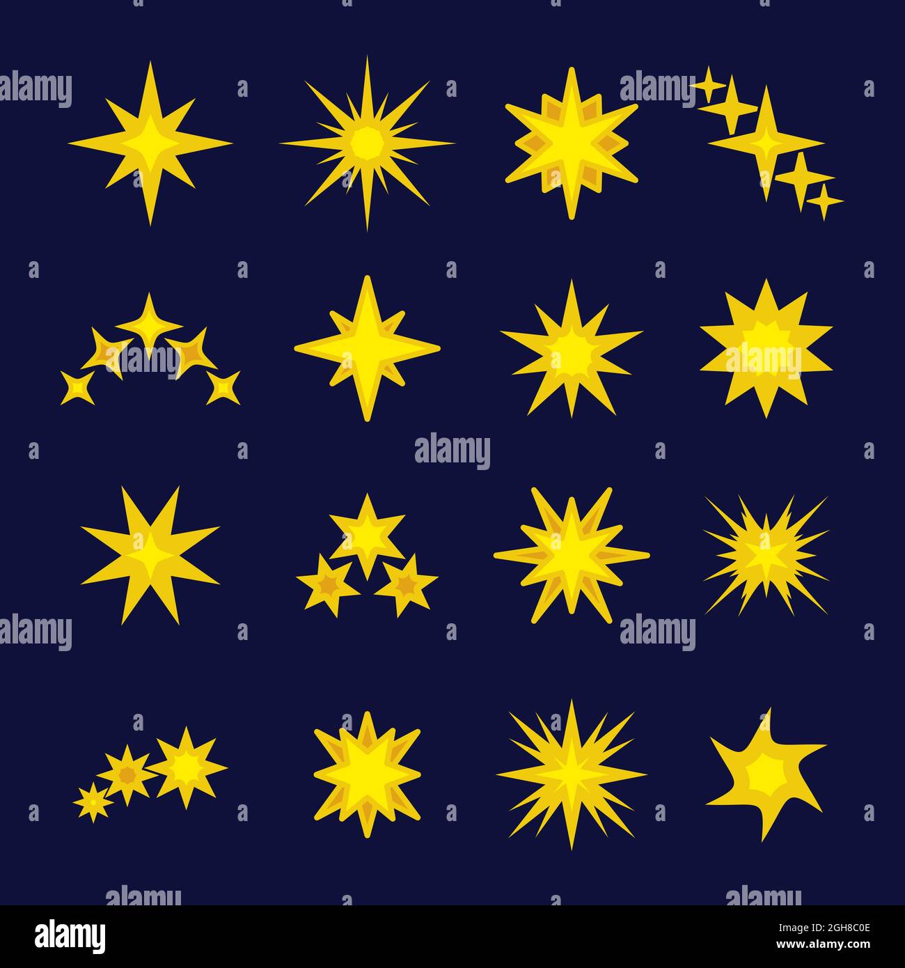 Flat Sparkling Stars Set Vector Illustration Stock Vector Image And Art