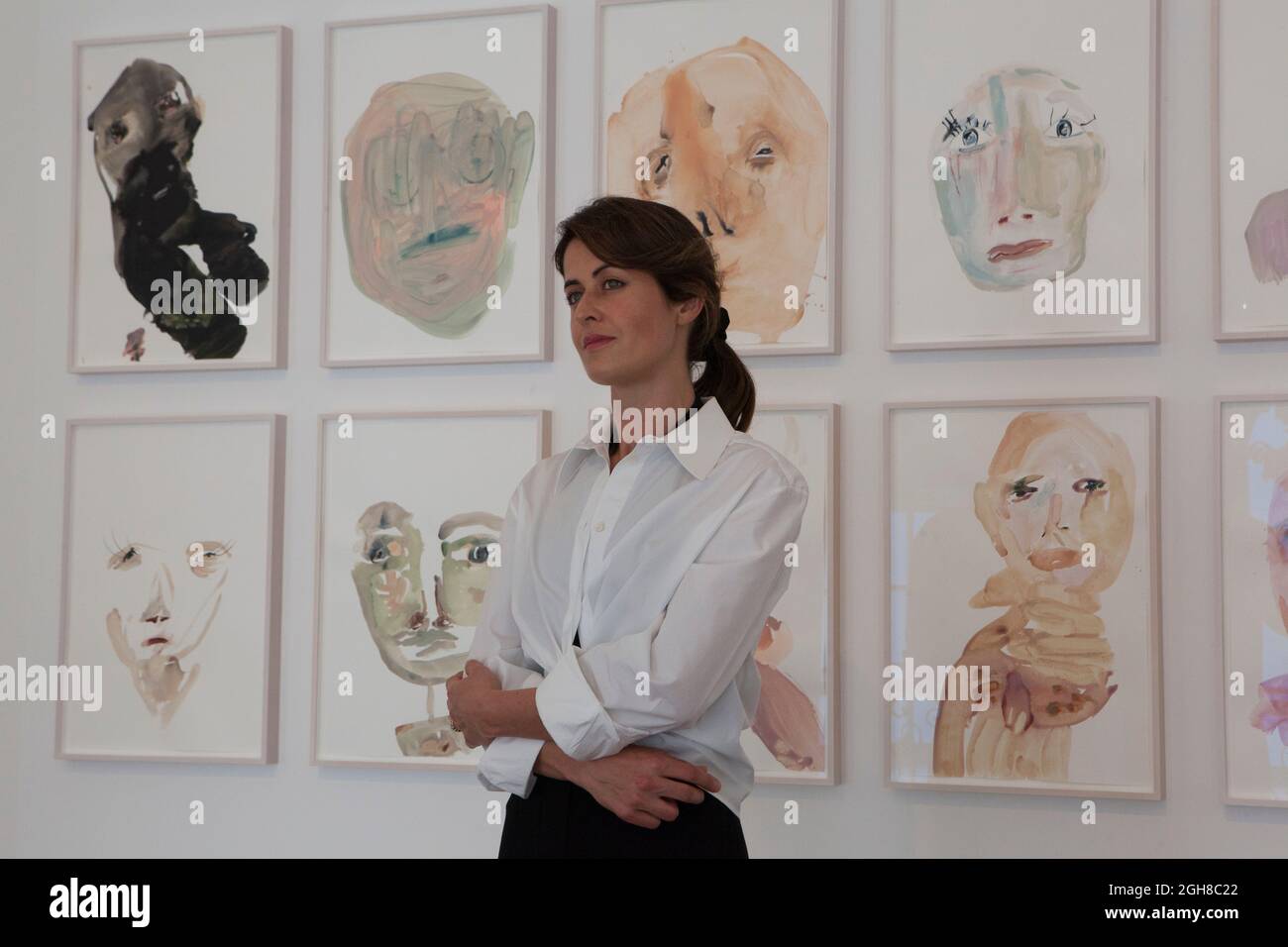 London Uk 6 September 21 Canadian Born Artist Megan Rooney At The Thaddaeus Ropac Gallery In London S Mayfair District Where An Exhibition Of Her Works Is Opening Today Featuring Small Portraits From Her