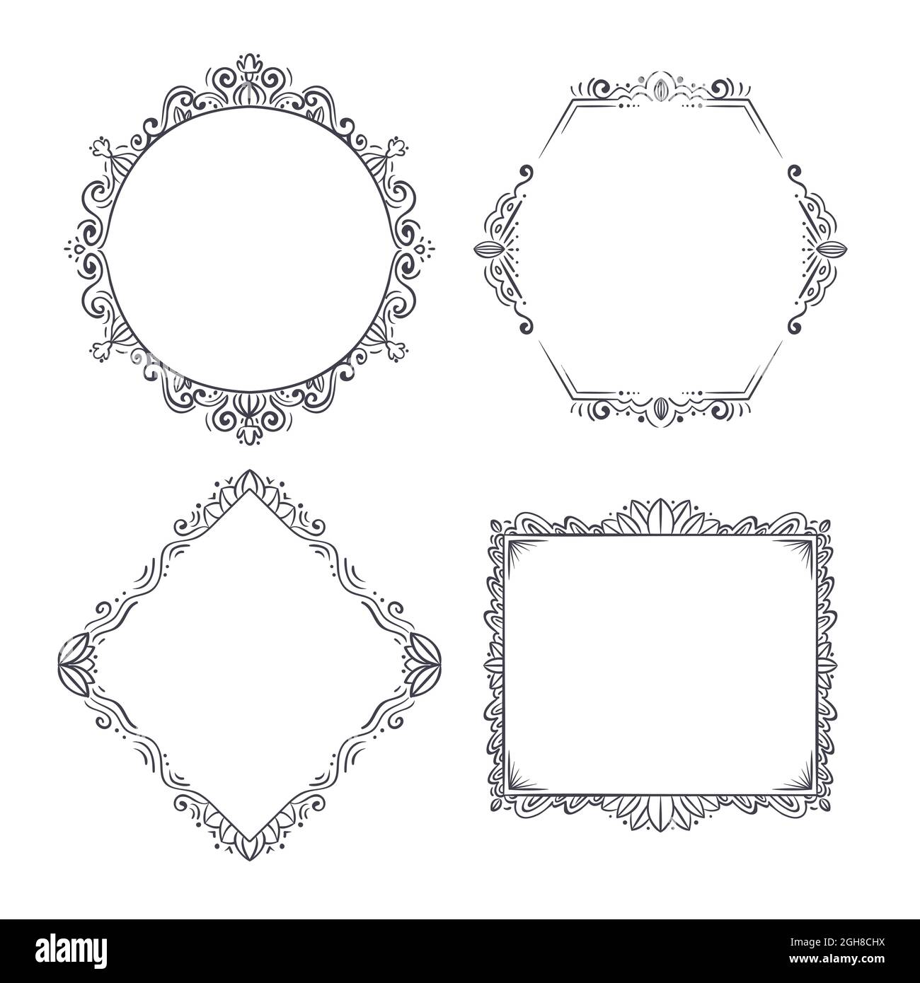 Hand drawn doodle frames set Vector illustration Stock Vector Image ...