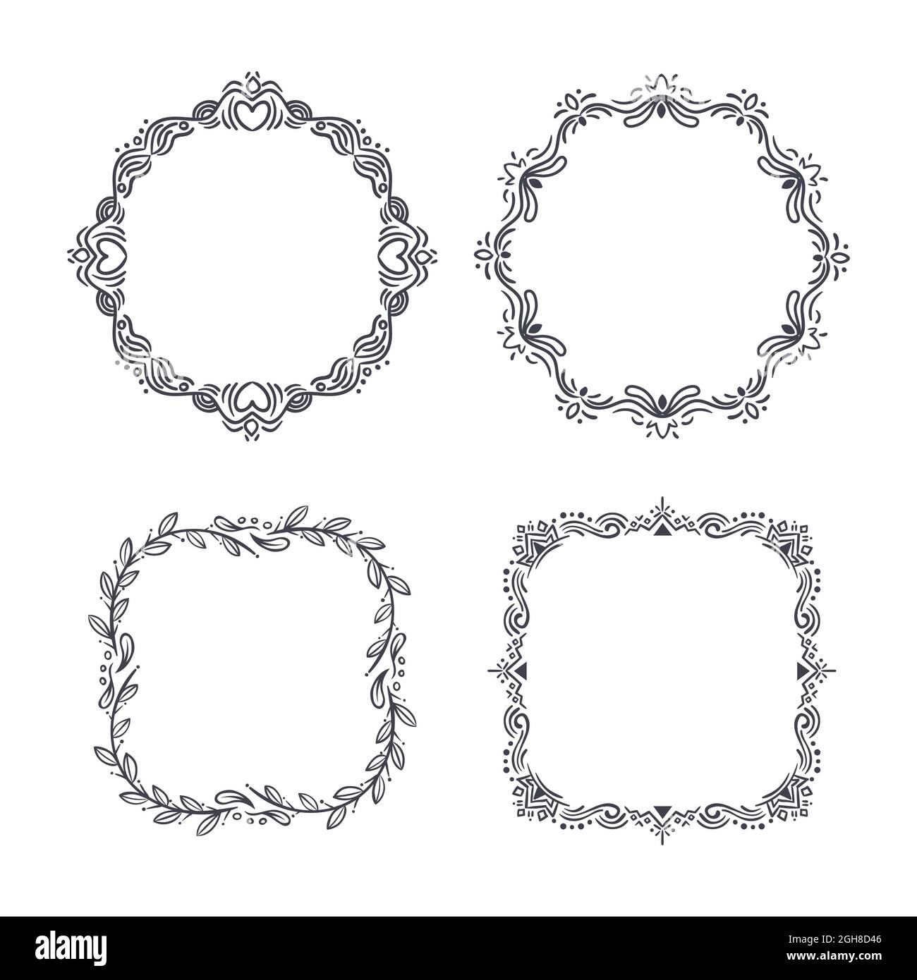 Hand drawn doodle frames set Vector illustration Stock Vector Image ...