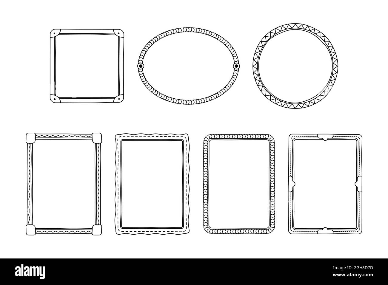 Hand drawn doodle frames set Vector illustration Stock Vector Image ...