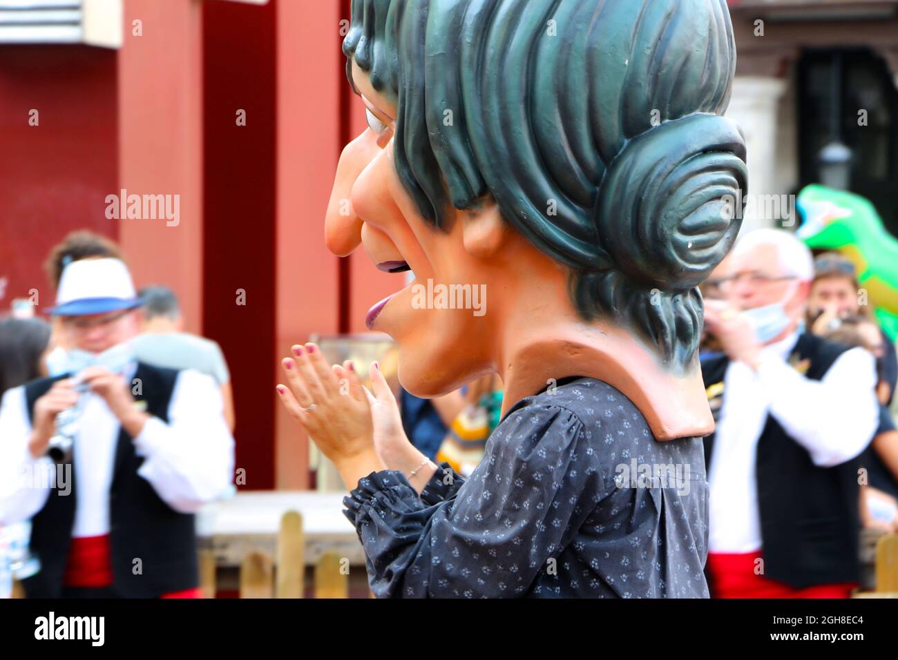 Close up of Big head or Cabezudo in the main square during the September parties in Valladolid Castile and Leon Spain Stock Photo