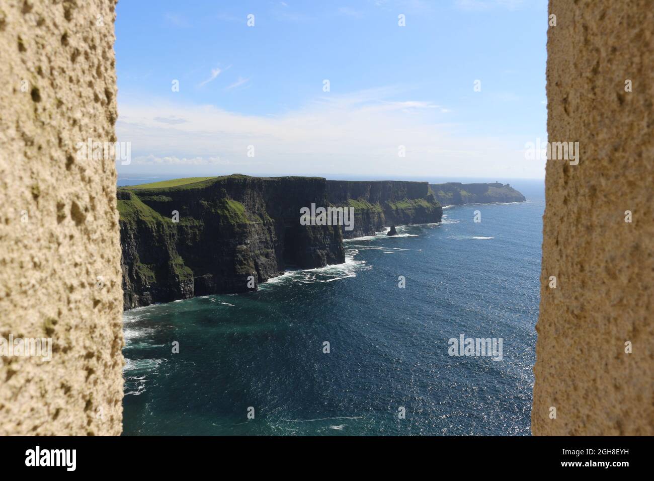 Cliffs Of Moher during a sunny day, one of the best placesin Ireland Stock Photo