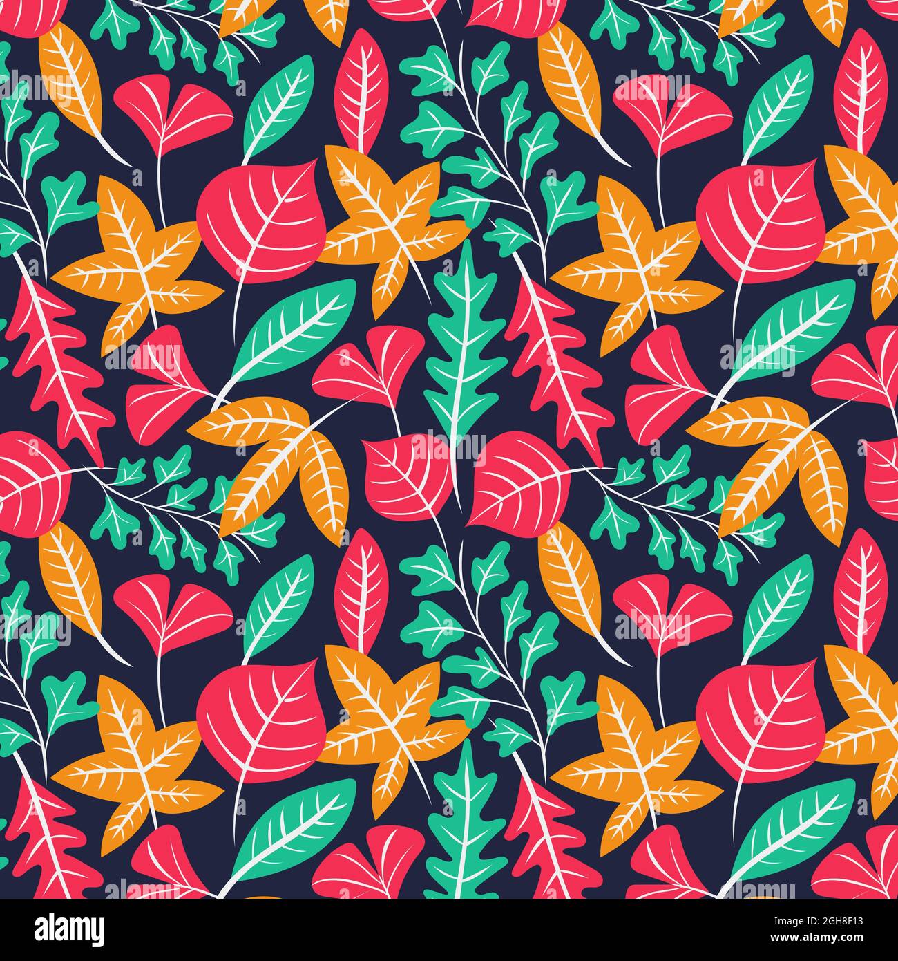 Hand drawn abstract leaves pattern Vector illustration Stock Vector ...
