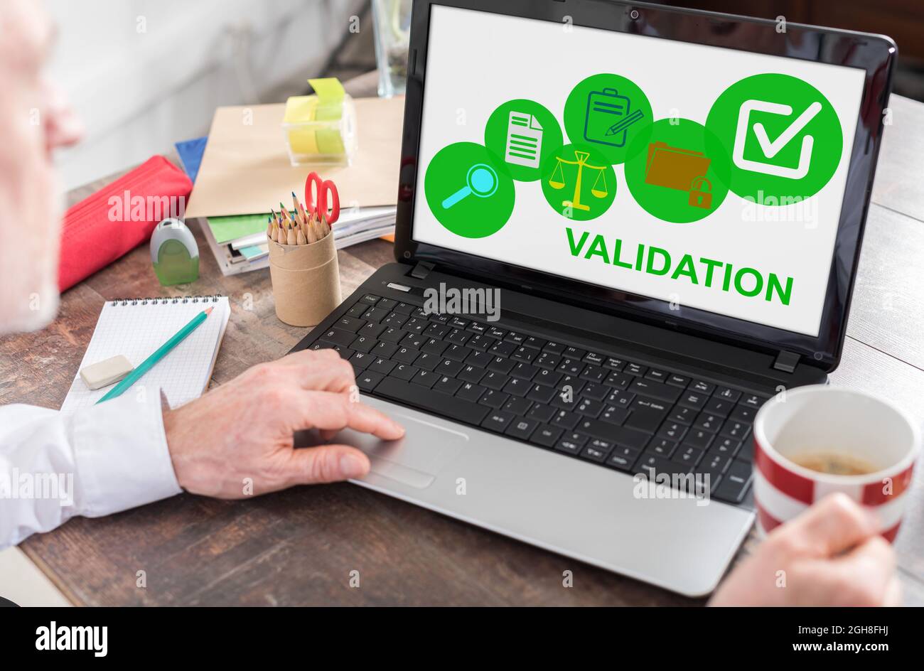 Validation concept shown on a laptop screen Stock Photo