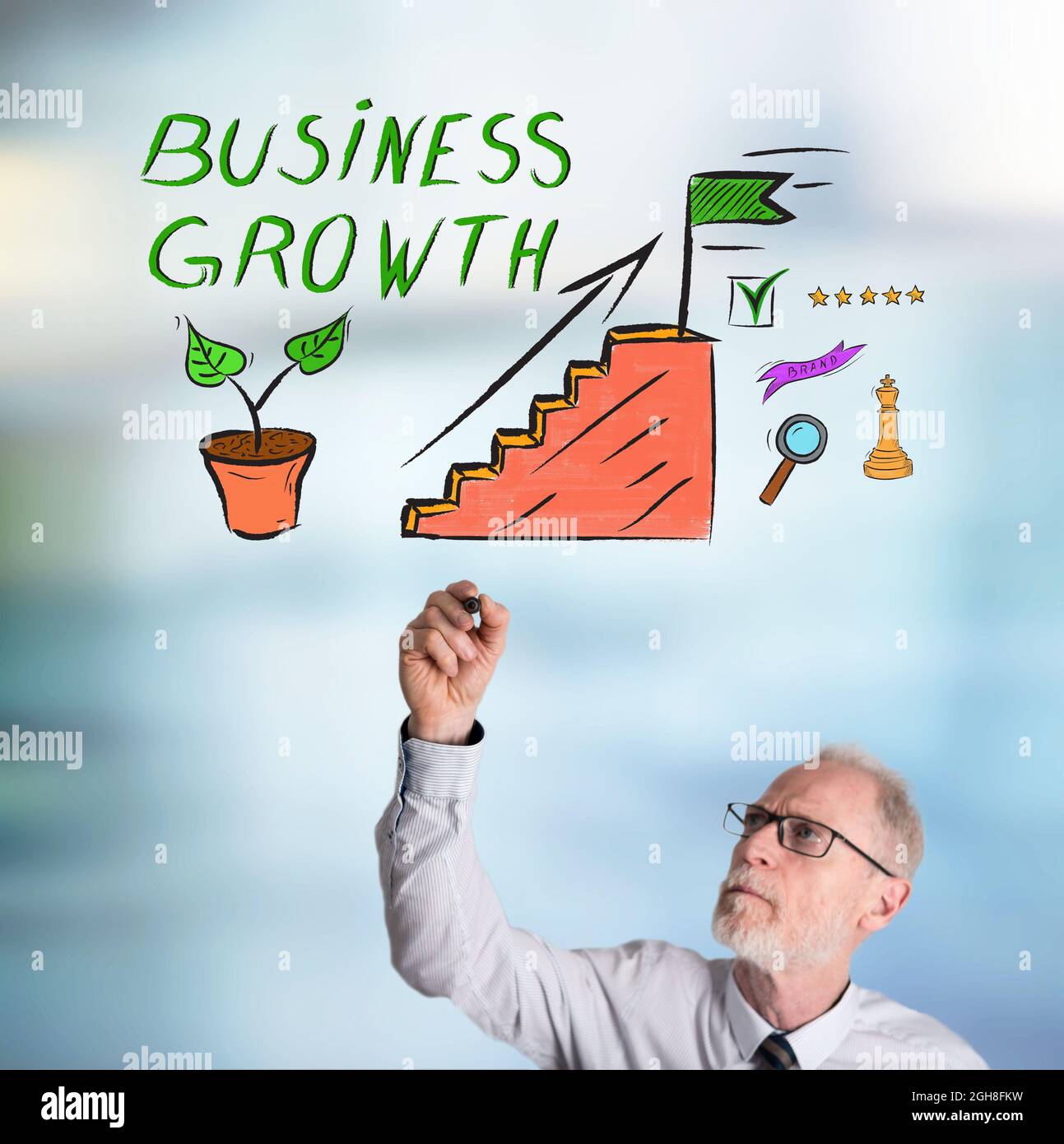 Business growth concept drawn by a businessman Stock Photo - Alamy