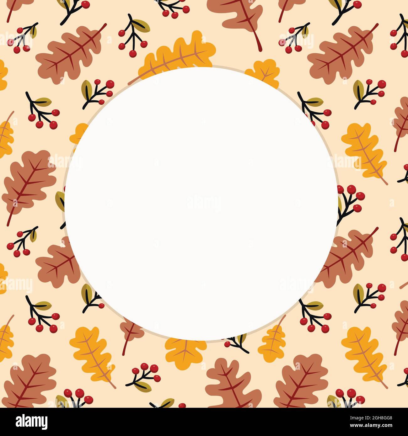 Autumn season background with round frame for free space. Vector ...