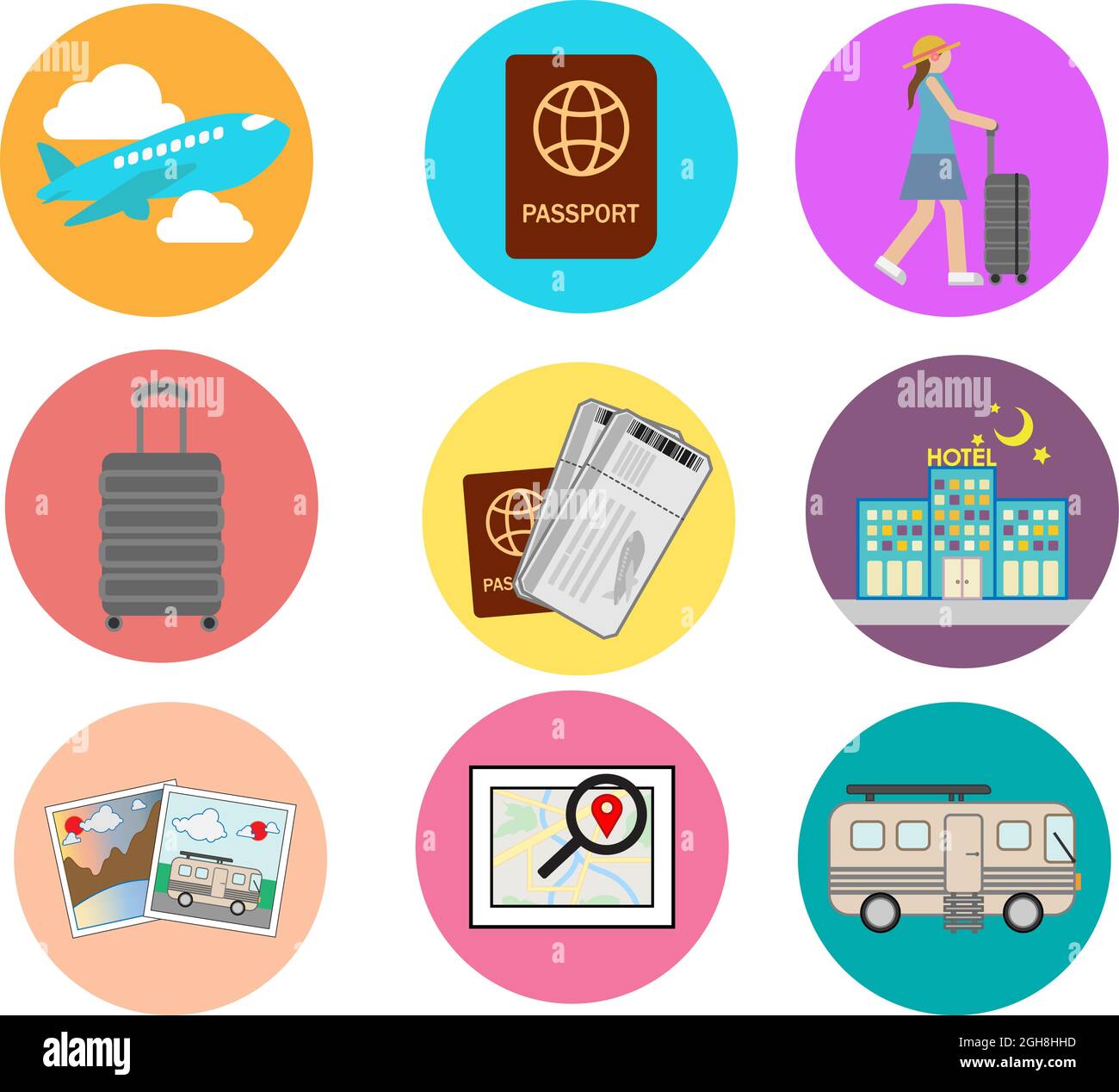 Travel flat icon set vector Stock Vector Image & Art - Alamy