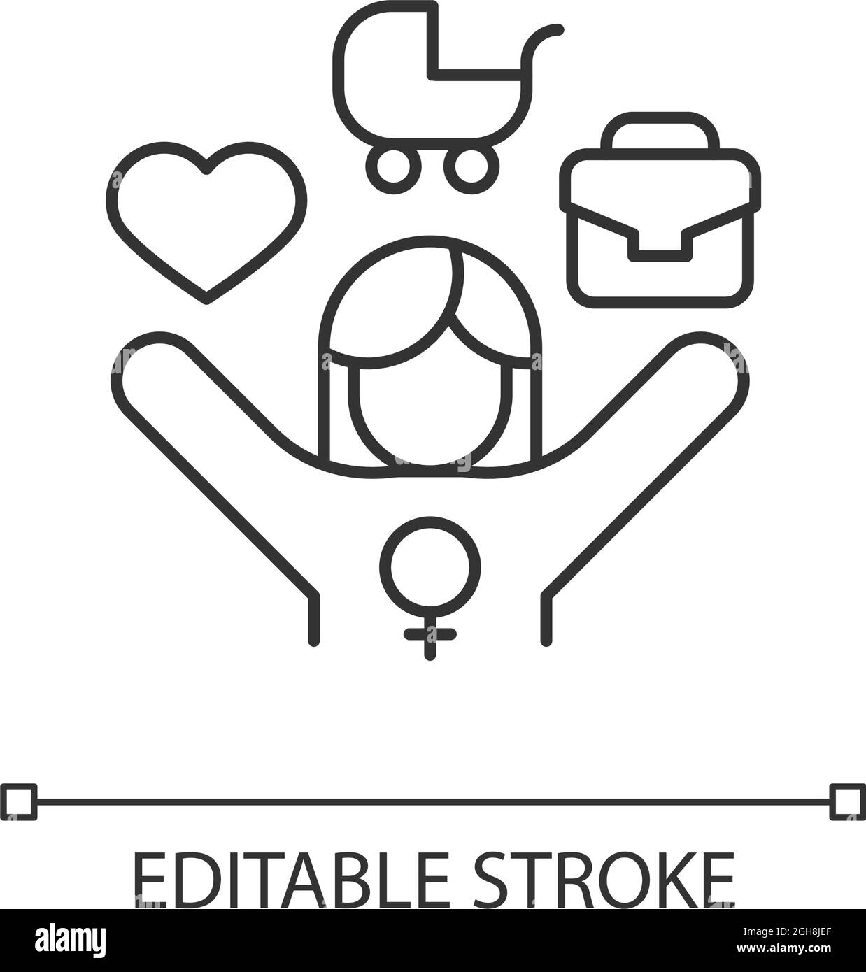 Work-life balance for female employee linear icon Stock Vector Image ...