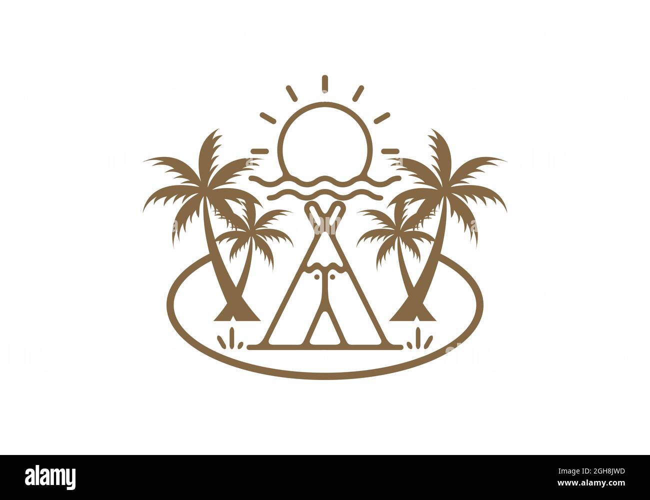 Line art illustration of camping design Stock Vector Image & Art - Alamy