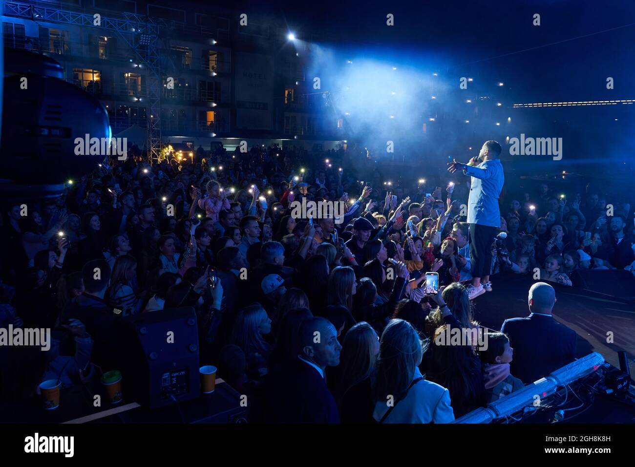 Kiev, Ukraine September 5, 2021: Crowd of spectators at concert in