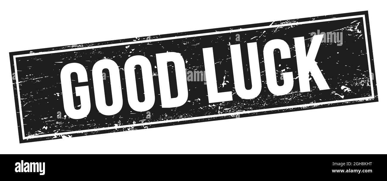 GOOD LUCK text on black grungy rectangle stamp sign. Stock Photo