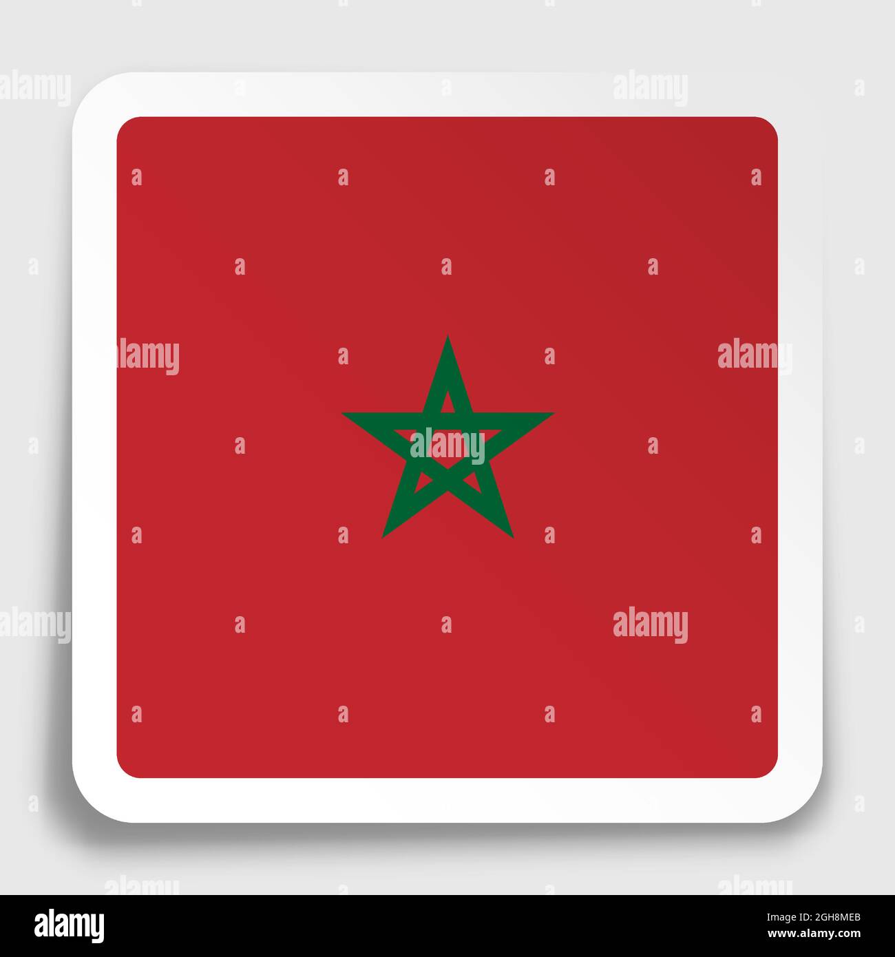 MOROCCO flag icon on paper square sticker with shadow. Button for mobile application or web. Vector Stock Vector