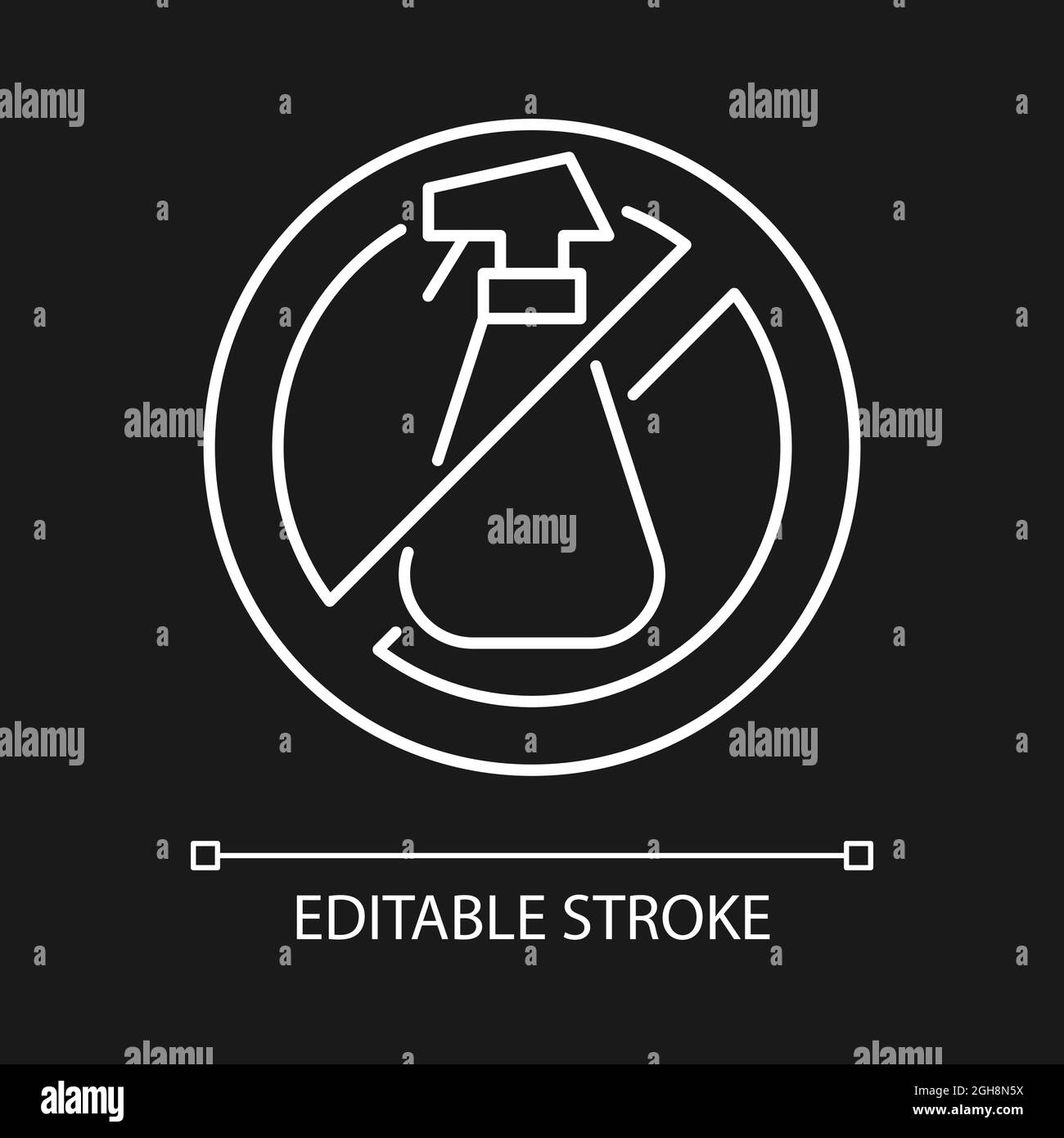 No using cleaning agents white linear manual label icon for dark theme ...