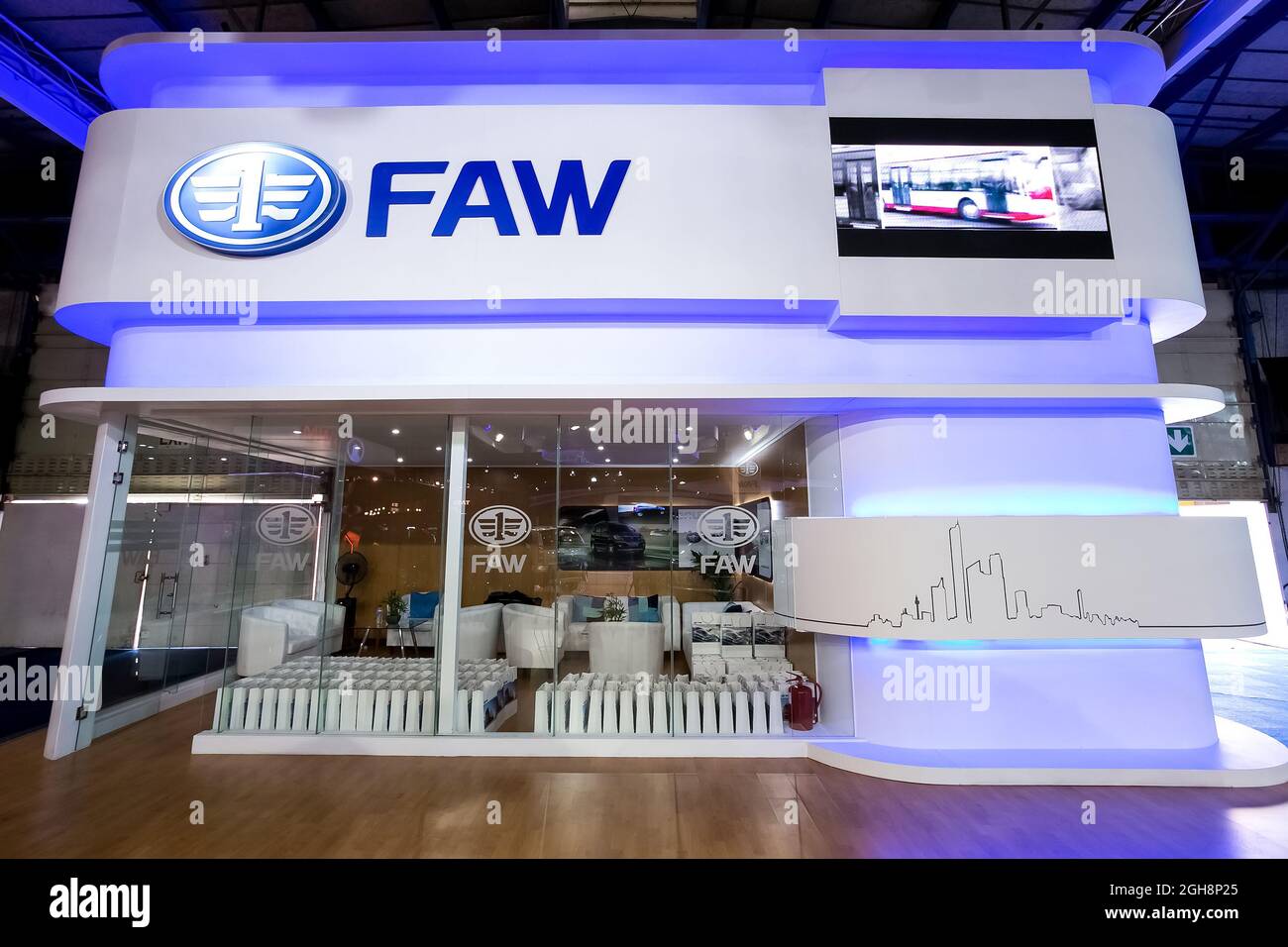 JOHANNESBURG, SOUTH AFRICA Aug 05, 2021 The FAW brand cars stand at
