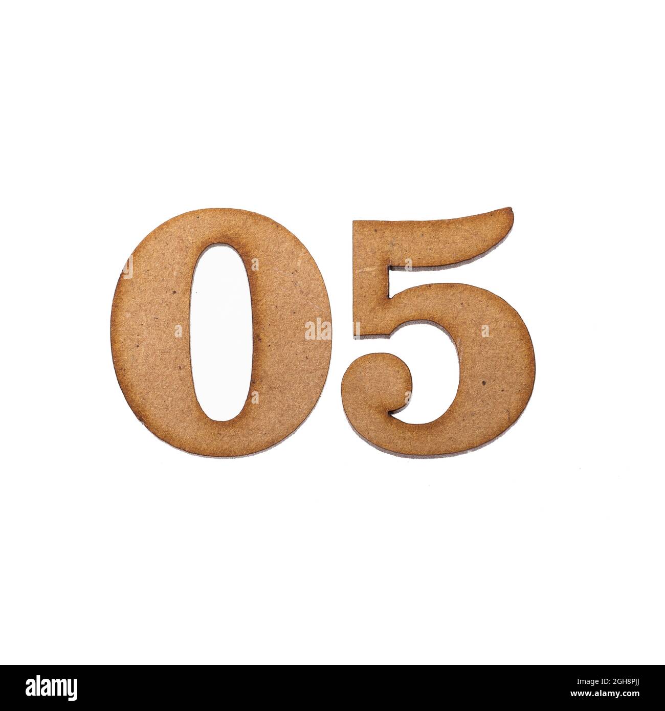 Number 05 in wood, isolated on white background Stock Photo - Alamy