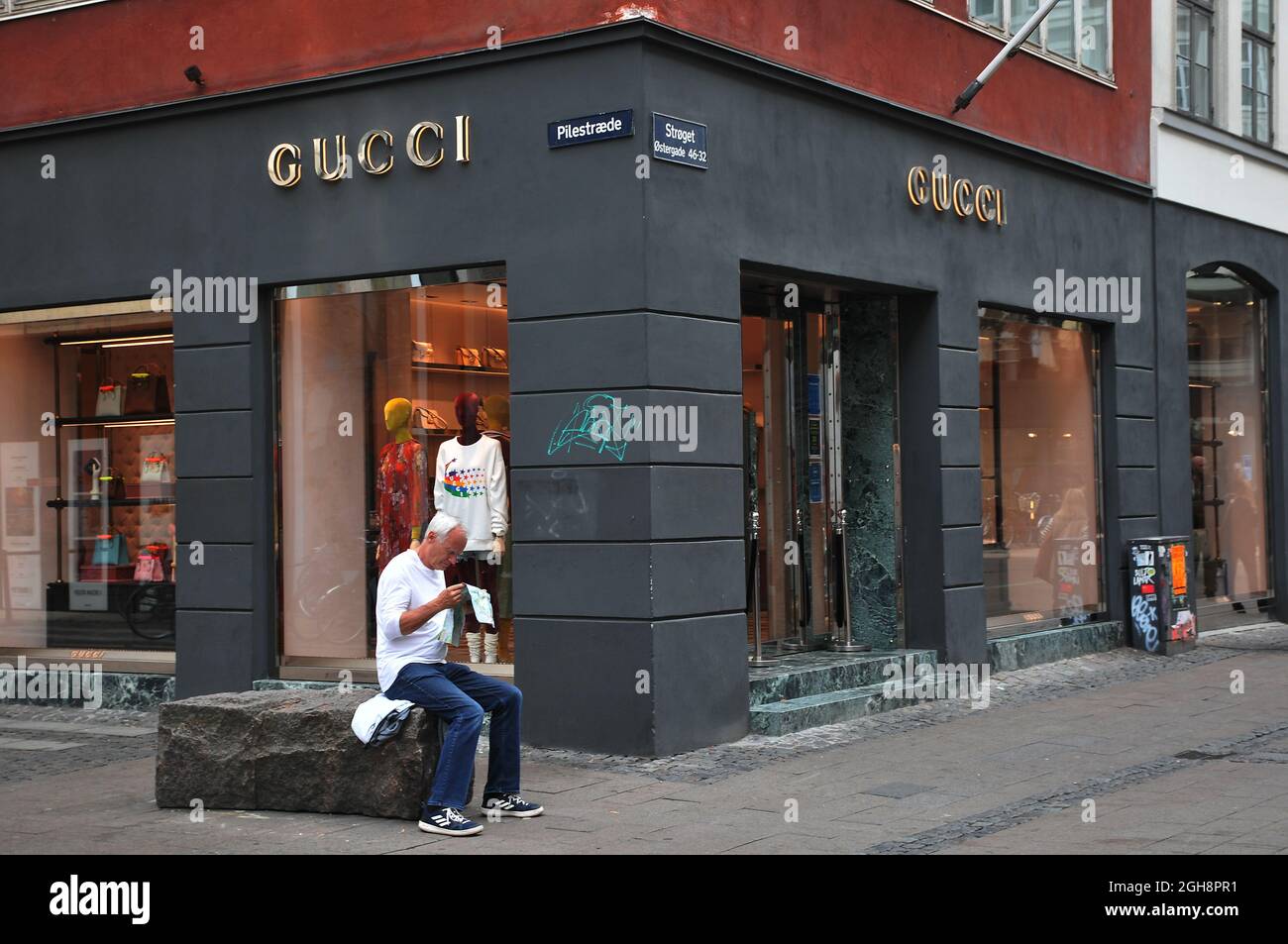 Copenhagen, Denmark.,06 September 2021 /Gucci store on stroeget street of danish capital. (Photo..Francis Joseph Dean/Dean Stock Photo Alamy