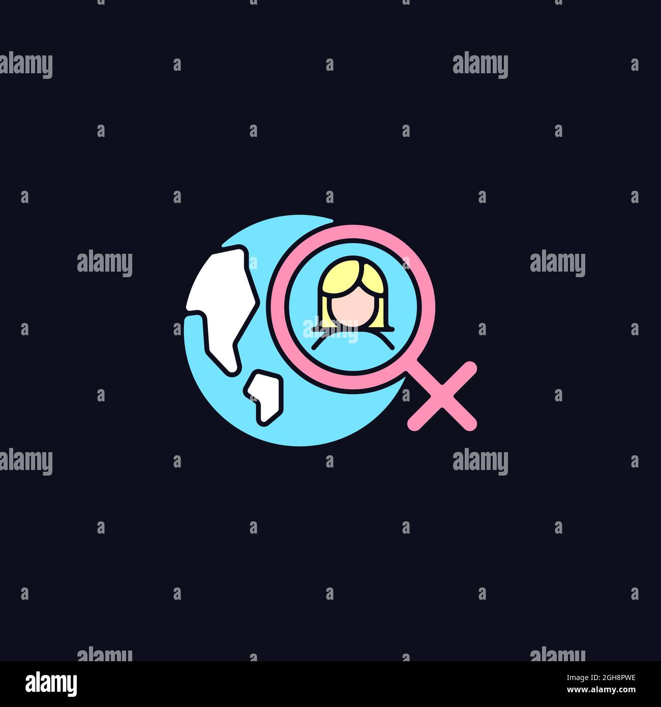 Global feminism RGB color icon for dark theme Stock Vector Image & Art ...