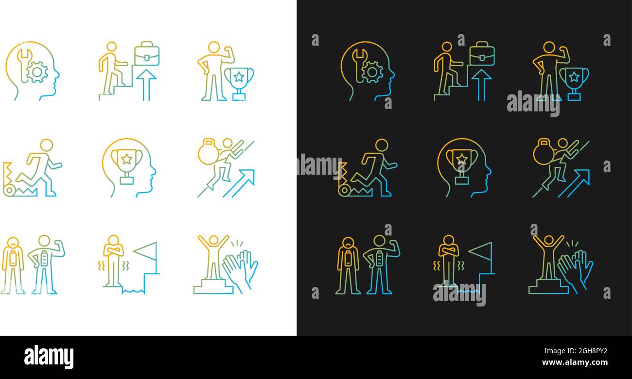 Strong motivation gradient icons set for dark and light mode Stock Vector