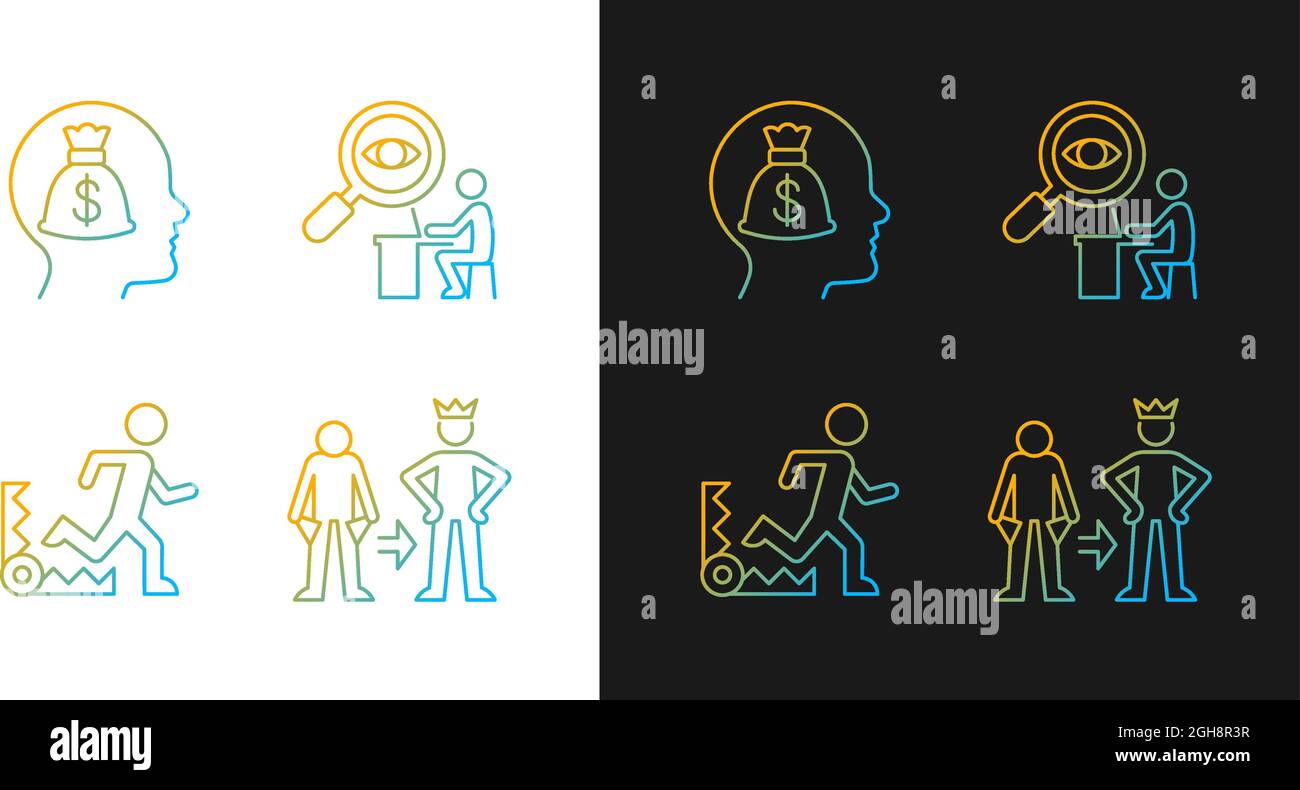 Extrinsic motivation gradient icons set for dark and light mode Stock Vector