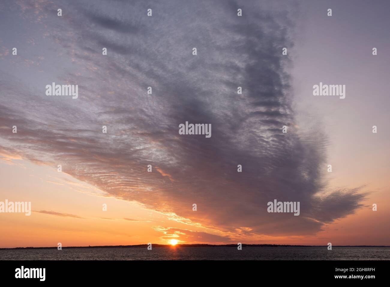 France, Novelle-Aquitaine, Gironde, Le Verdon sur Mer, Sunset on the Atlantic Coast Stock Photo