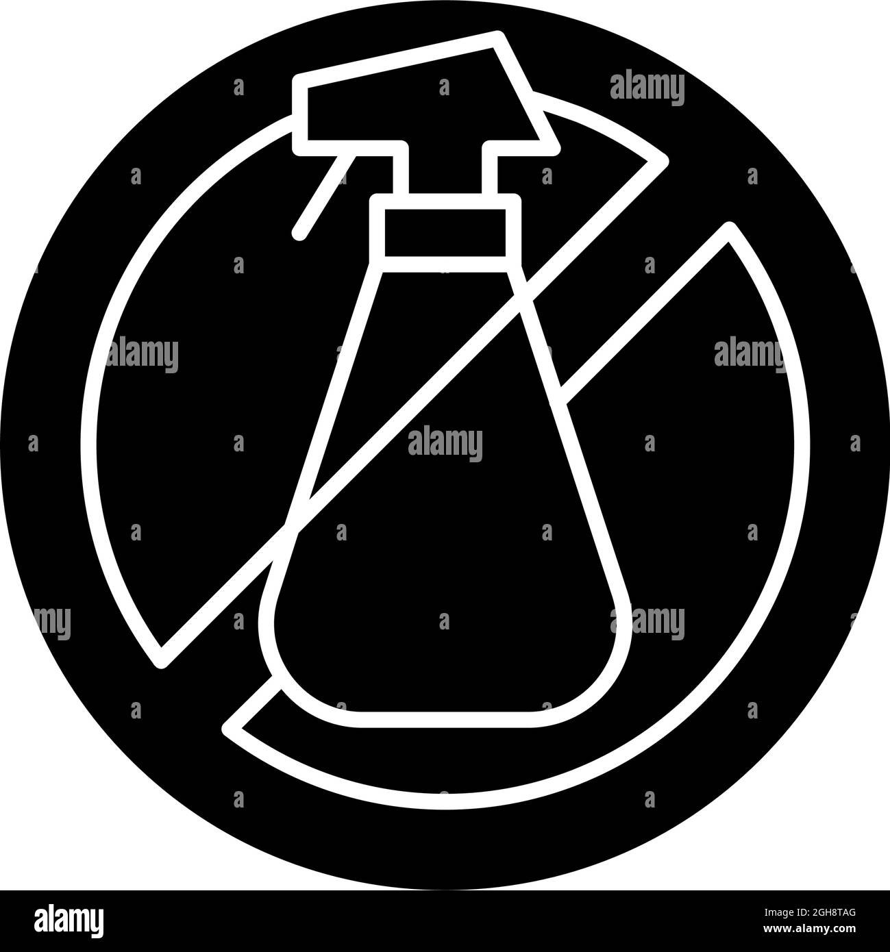 Do not use cleaning agents black glyph manual label icon Stock Vector
