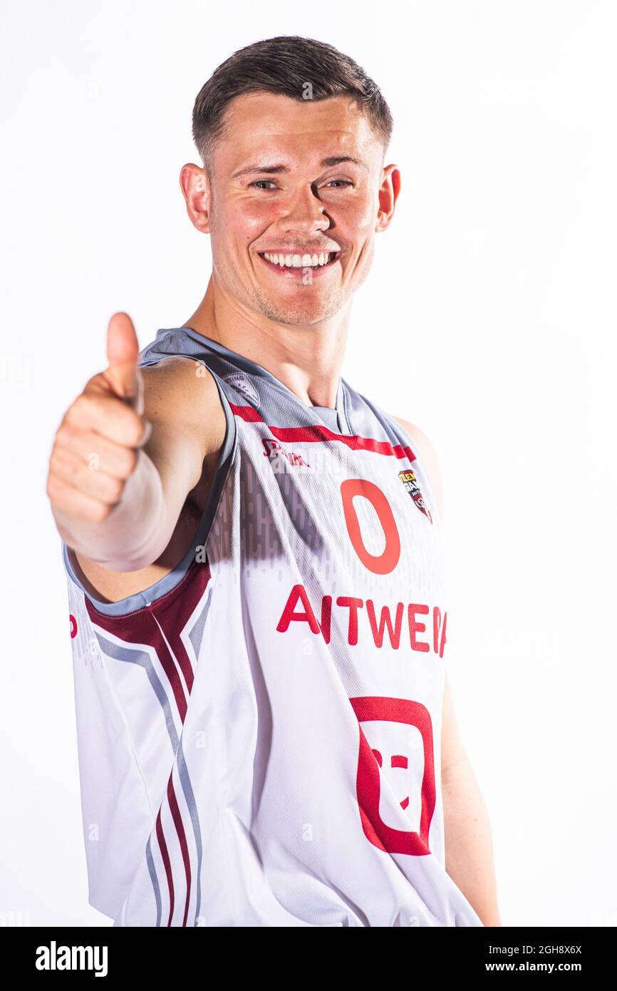 Antwerp's Elvar Fridriksson poses at a photoshoot of Belgian Basketball