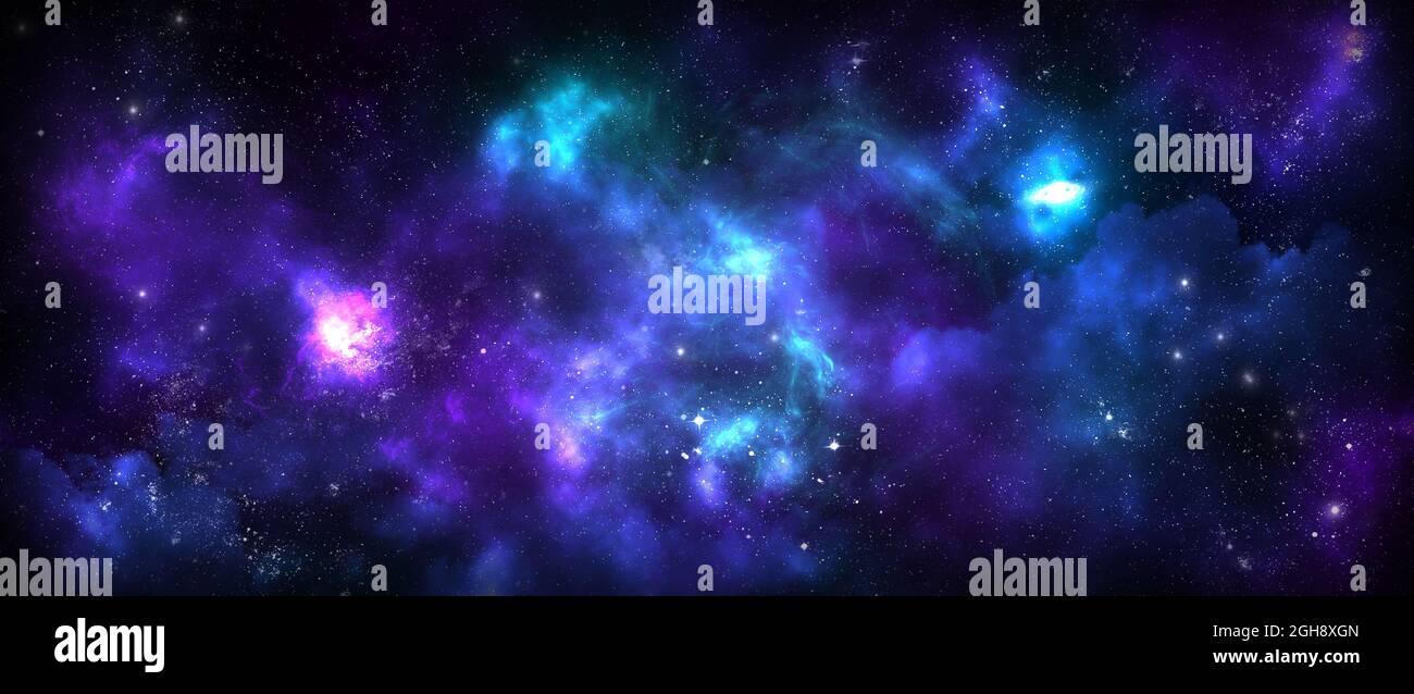 Starry sky full of galaxies and clouds of colored powders Stock Photo ...