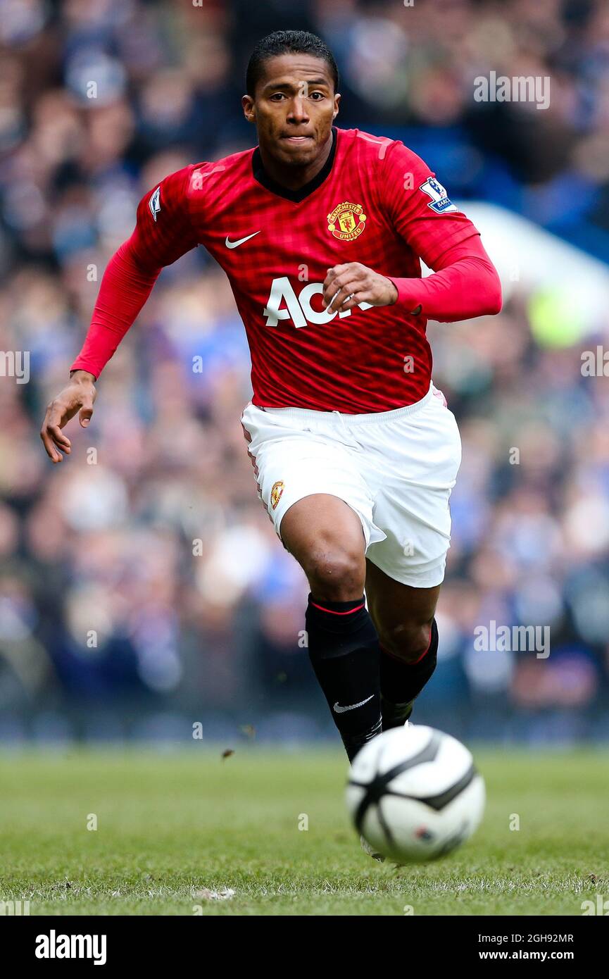 Manchester United's Antonio Valencia in action during the FA Cup Final Replay match between Chelsea and Manchester United at Stamford Bridge, London on April 1, 2013. Stock Photo