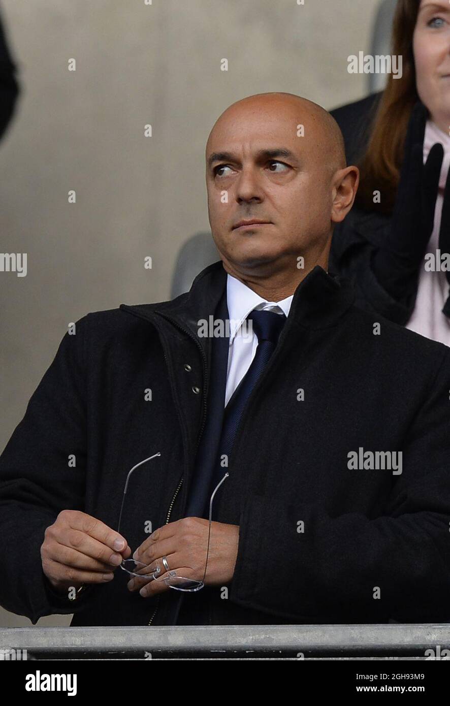Daniel Levy chairman of Tottenham during the Barclays Premier League match between Wigan Athletic and Tottenham Hotspur at the DW Stadium in Wigan, UK on April 27, 2013. Stock Photo