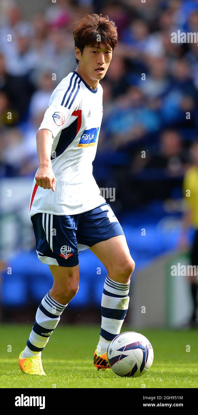 Lee Chung-Yong of Bolton Wanderers during the Sky Bet Championship match between Bolton Wanderers and Reading held at Reebok Stadium in Bolton, UK on August 10, 2013. Photo by: Simon Bellis Stock Photo