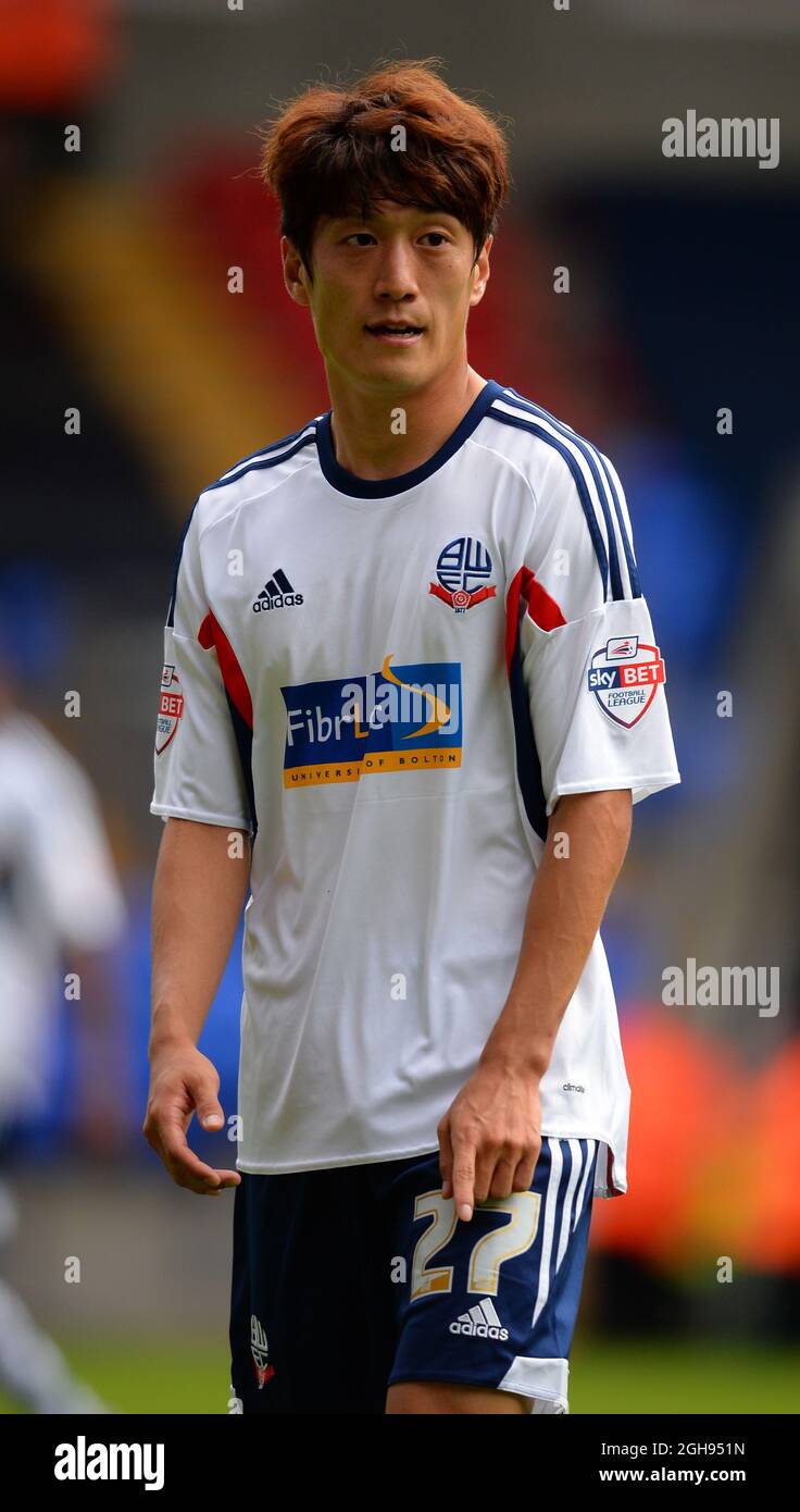 Lee Chung-Yong of Bolton Wanderers during the Sky Bet Championship match between Bolton Wanderers and Reading held at Reebok Stadium in Bolton, UK on August 10, 2013. Photo by: Simon Bellis Stock Photo
