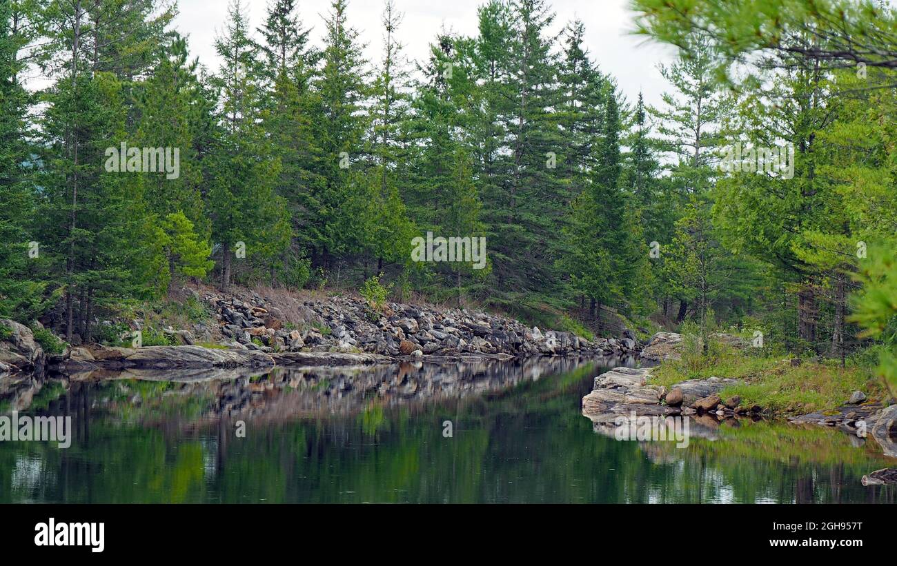 OLYMPUS DIGITAL CAMERA - Scenic view of the Madawaska River in Calabogie, Ontario, Canada Stock Photo