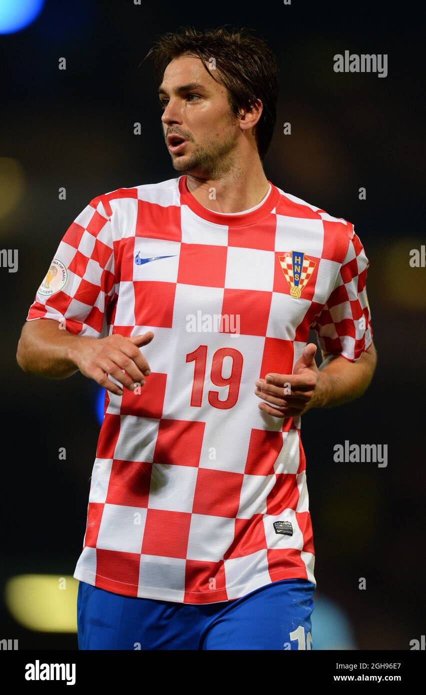 Niko Kranjcar of Croatia in action during their FIFA World Cup 2014 qualifier soccer match between Scotland and Croatia at the Hampden Park Stadium in Glasgow, United Kingdom , Oct. 15, 2013. Picture Simon Bellis Stock Photo