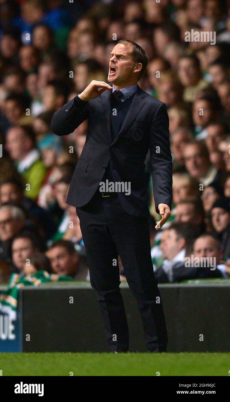 Frank de Boer manager of Ajax during UEFA Champions League Group H match between Celtic and Ajax at Celtic Park Stadium on Oct. 22, 2013, Glasgow, Scotland, Stock Photo