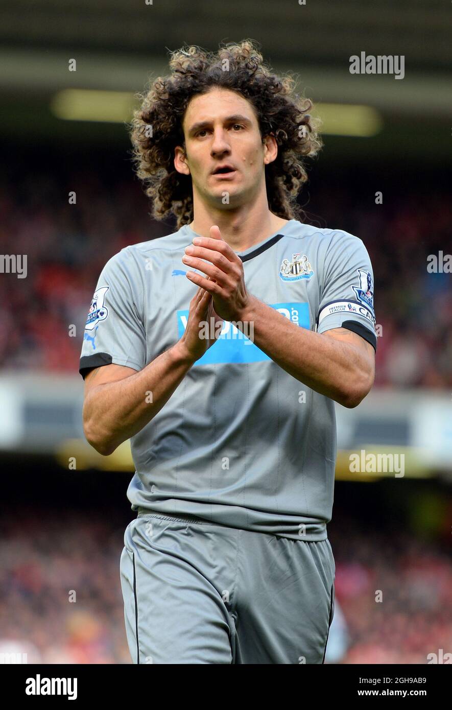 Fabricio Coloccini of Newcastle United during Barclays Premier League match between Liverpool and Newcastle United at Anfield in Liverpool, United Kingdom on May 11, 2014. Pic Simon Bellis. Stock Photo