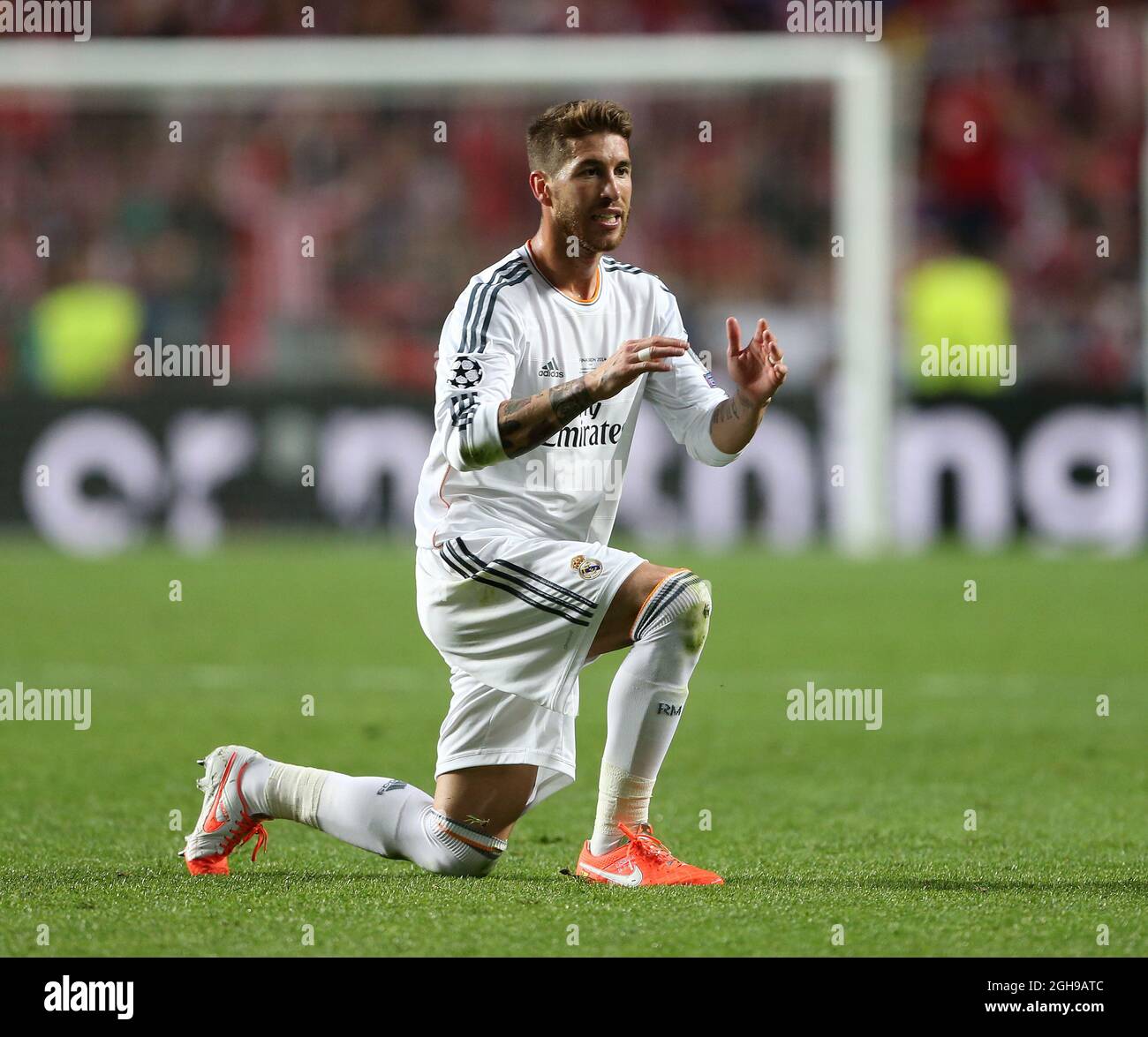 Real Madrid Sergio Ramos in action during the UEFA Champions League
