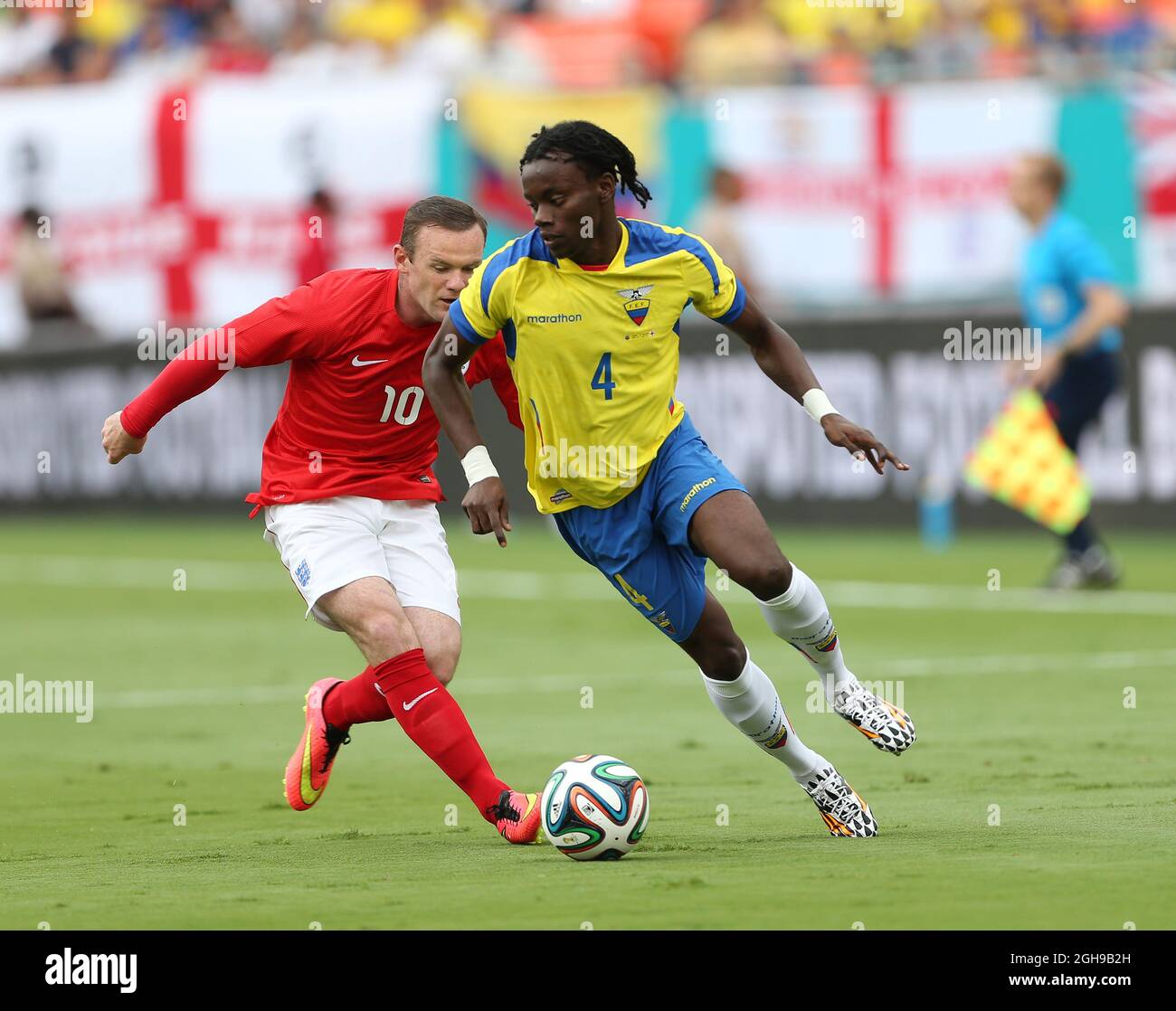 Ecuador's Juan Carlos Paredes in action during the International Friendly match between England and Ecuador held at Sun Life Stadium in Miami, USA on June 4, 2014. Pic David Klein/Sportimage. Stock Photo