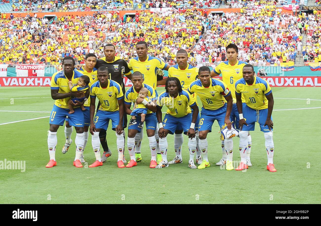 Ecuador's team shot during the International Friendly match between England and Ecuador held at Sun Life Stadium in Miami, USA on June 4, 2014. Pic David Klein/Sportimage. Stock Photo