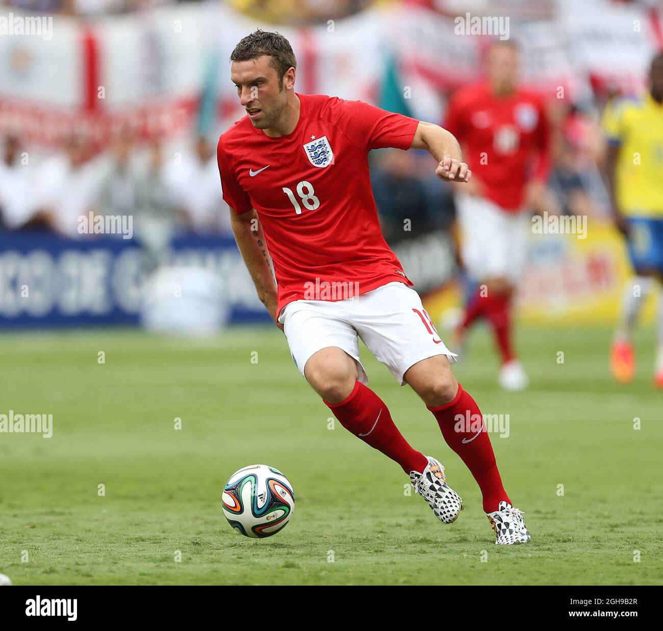 England's Rickie Lambert in action during the International Friendly match between England and Ecuador held at Sun Life Stadium in Miami, USA on June 4, 2014. Pic David Klein/Sportimage. Stock Photo