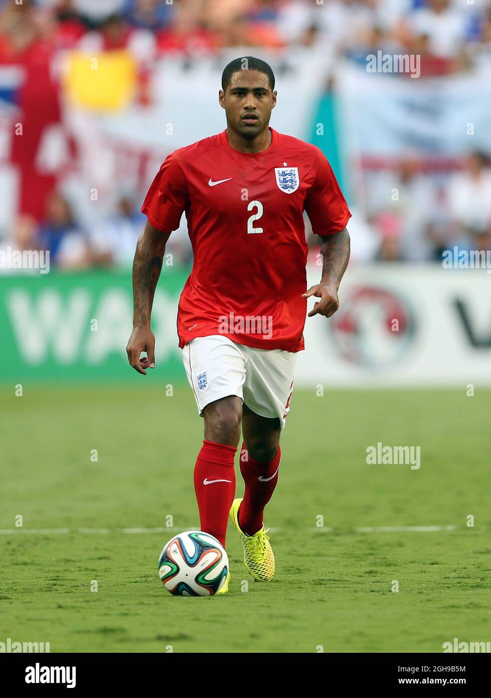 England's Glen Johnson in action during the international friendly soccer match between England and Honduras at Sun Life Stadium in Miami, Florida on June 7, 2014. Pic David Klein. Stock Photo